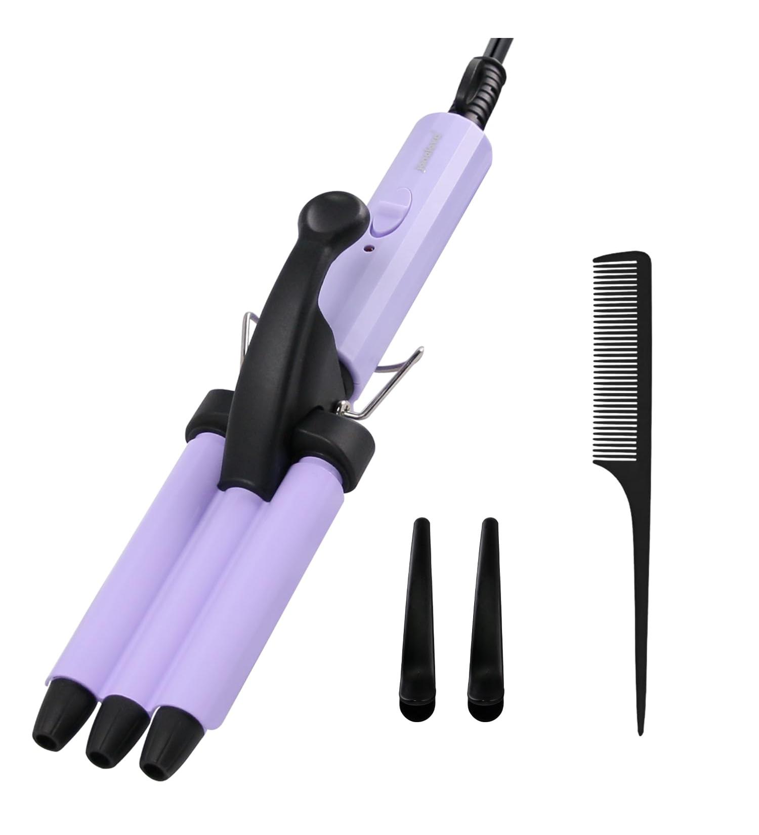 Janelove Mini Hair Crimper - 1/2 Inch Beach Waves Curling Iron for Short & Medium Hair | Dual Voltage Fast Heating Portable Hair Waver - Buy Online on GoSupps.com