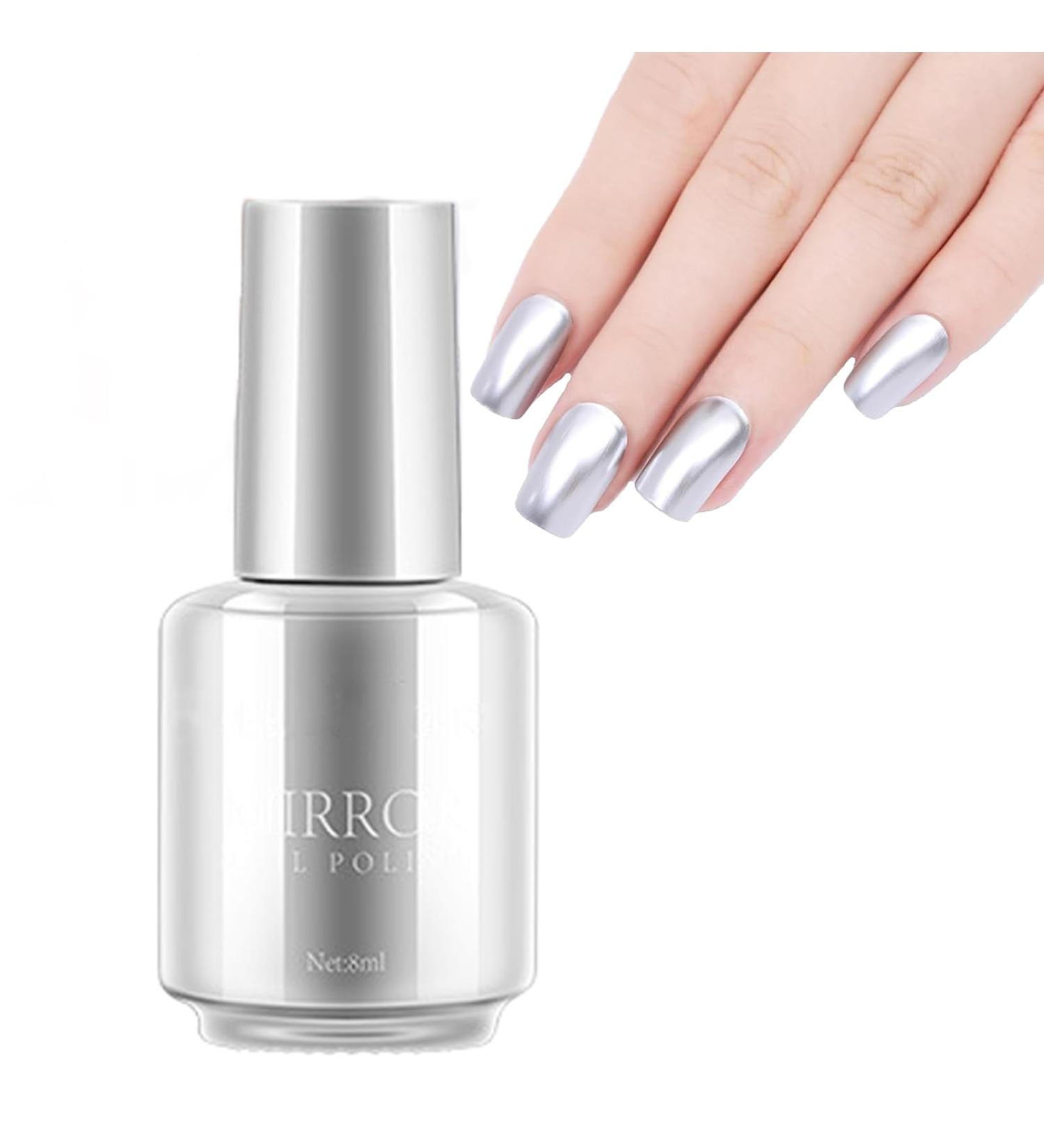 Metallic Silver Nail Polish Metal Nail Polish Mirror Nail Varnish Quick Drying Metallic Effect Nail Art Polish Long Lasting Non-Peelable Magic Mirror Gel Nail Polish No UV Needed - Buy Online on GoSupps.com