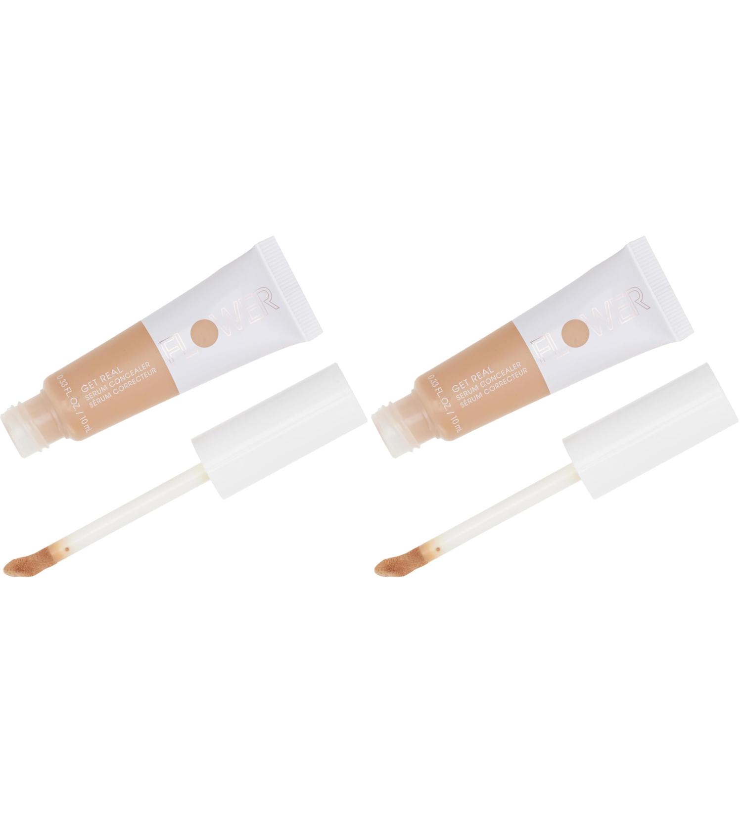 FLOWER BEAUTY By Drew Barrymore Get Real Serum Concealer - Brightens Skin + Blurs Blemishes - Hydrating Serum- Medium Honey (Pack of 2) - Buy Online on GoSupps.com