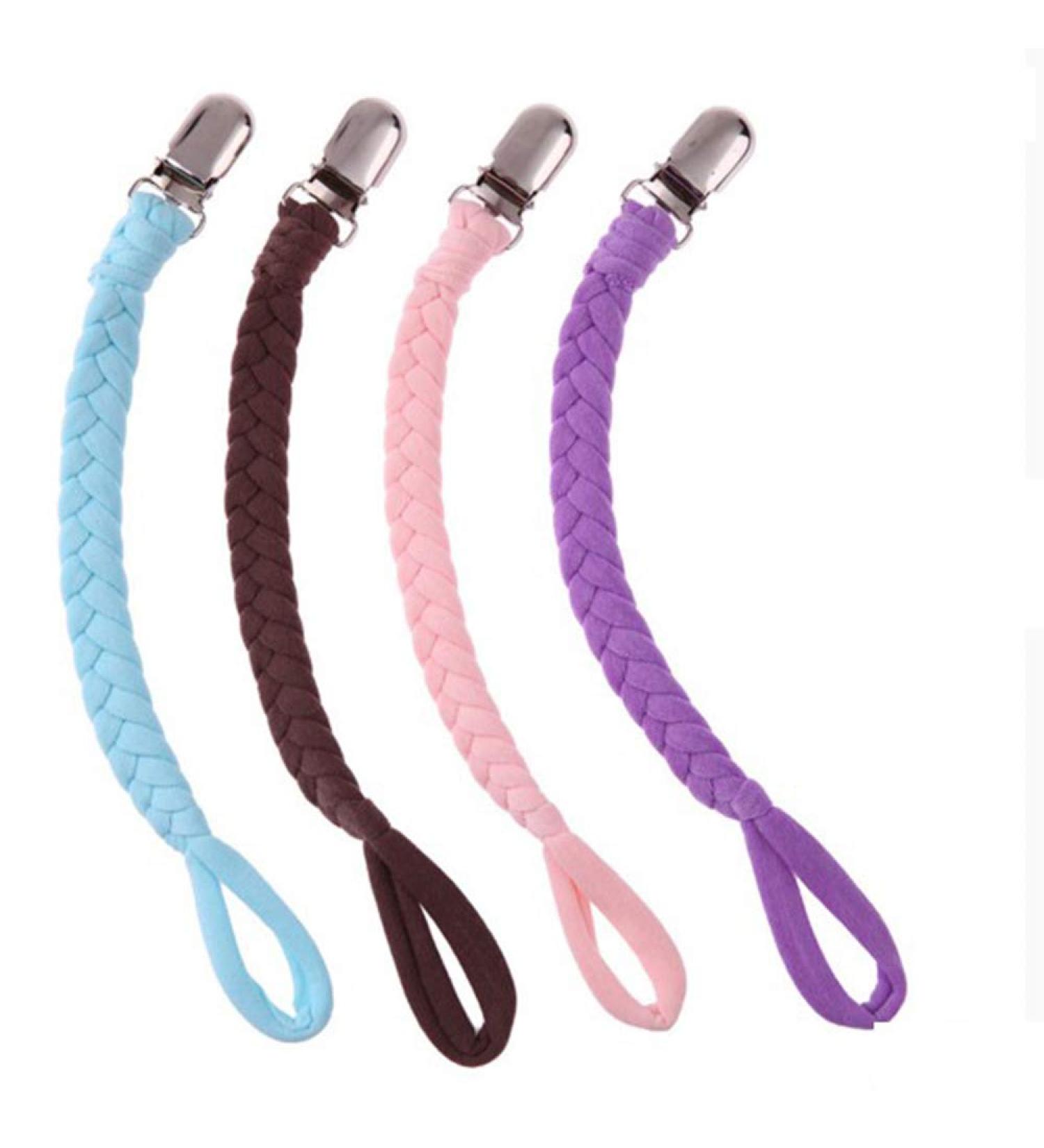 Buy EXQUILEG 4Pcs Pacifier Strap Clips - Cotton Pacifier Chain with Stainless Steel Clamps for Unisex Babies - Secure & Stylish Baby Accessories - Buy Online on GoSupps.com