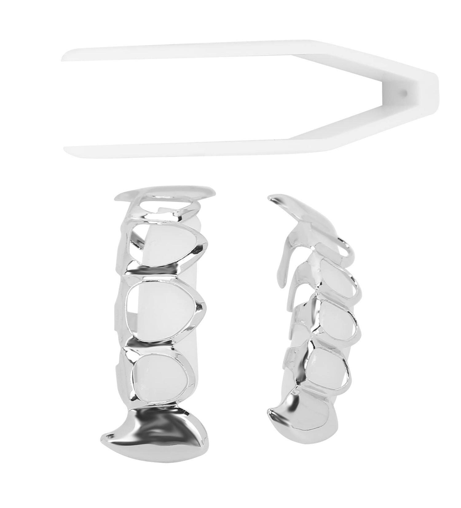 Plated Hip Hop Teeth Costume Hip Hop Teeth Compact Portable Hollow Exquisite Firm Brass for Dancing Party for Concert Gathering(Silver) - Buy Online on GoSupps.com