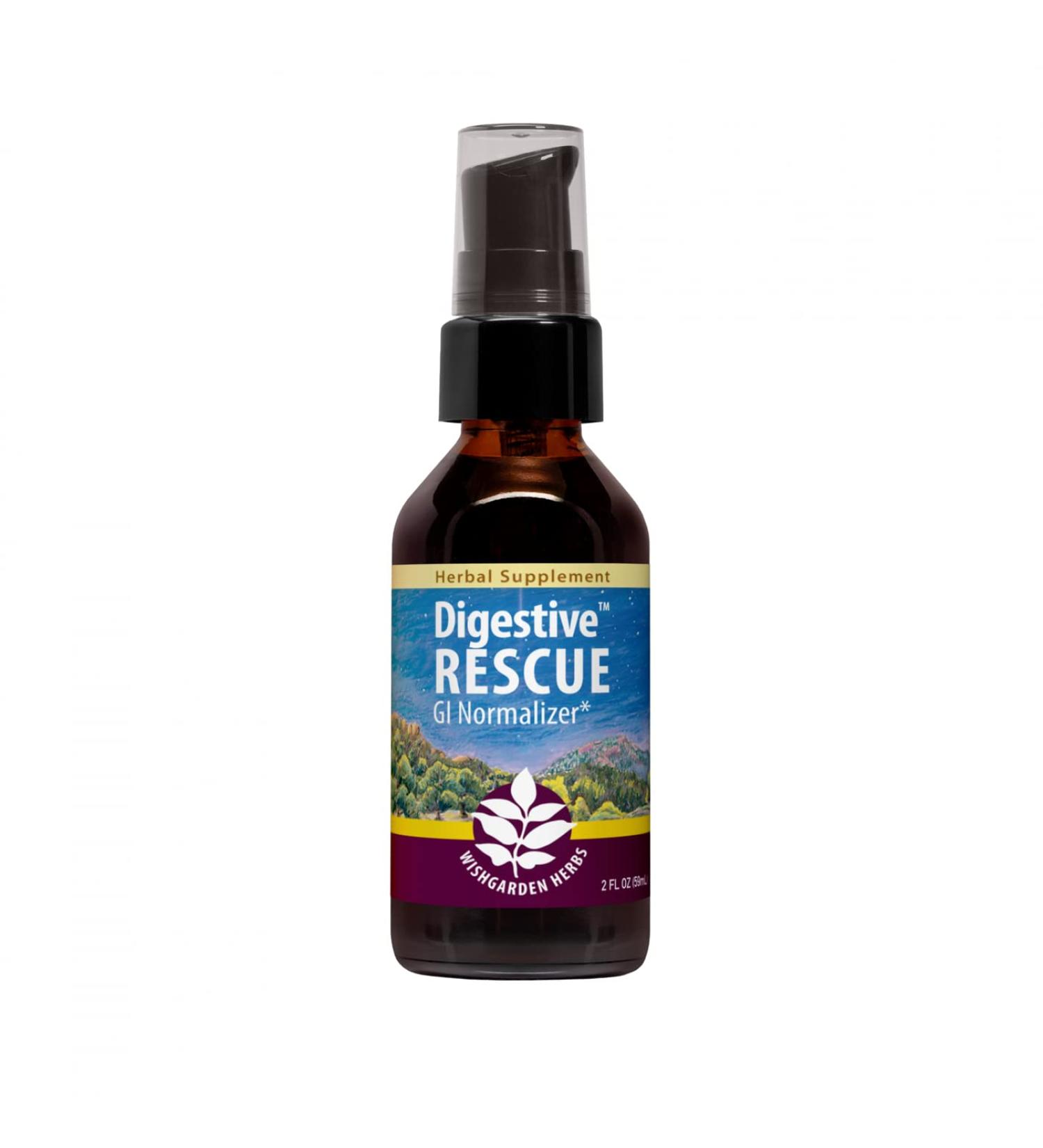 WishGarden Herbs Digestive Rescue Tincture - Natural Herbal Relief for Upset Stomach, Gas, Heartburn & Food Allergies - Peppermint, Fennel & Ginger - 2oz - Buy Online on GoSupps.com