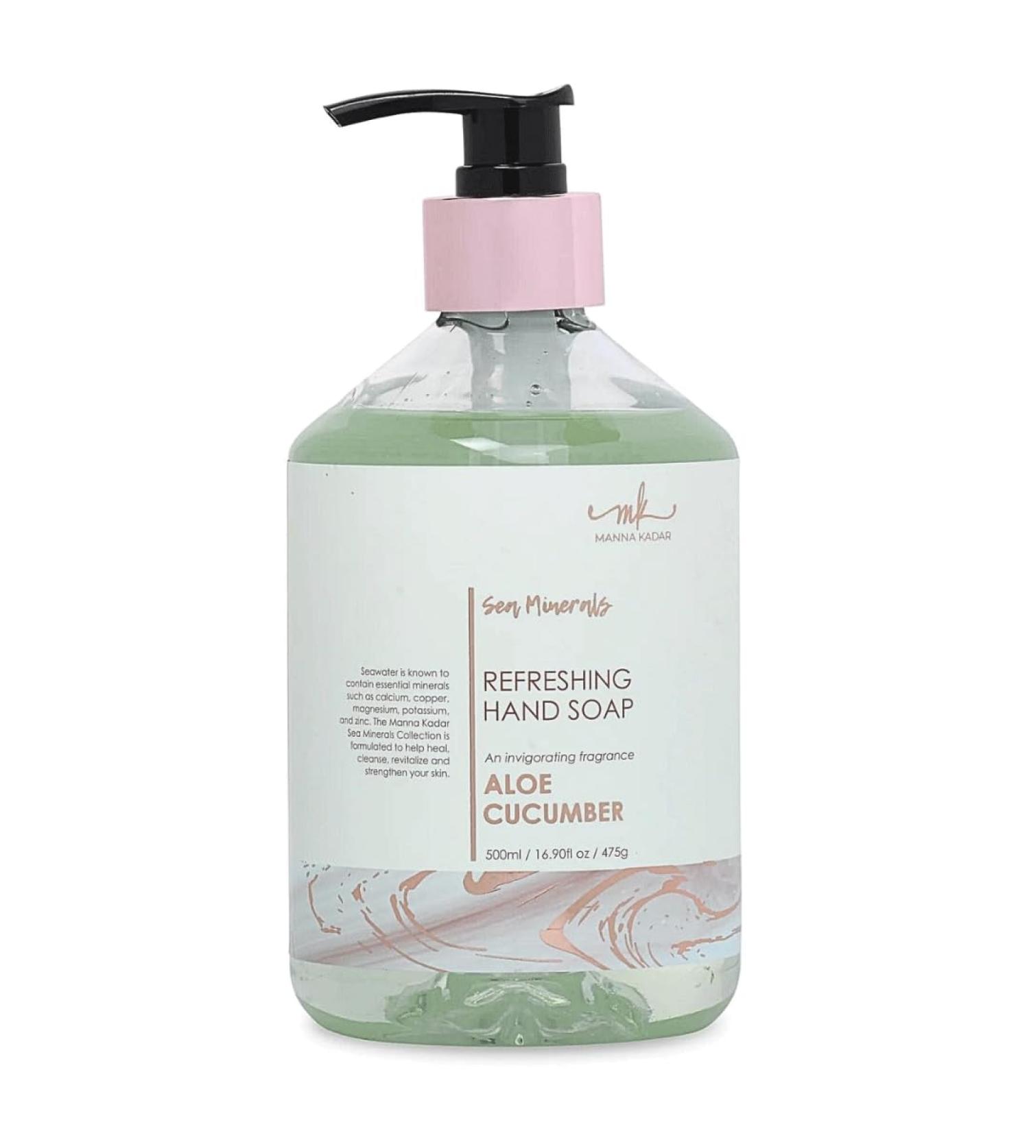 Manna Kadar Beauty Dead Sea Minerals Refreshing Hand Soap Aloe Cucumber - Cleans Away Dirt Ultra-Moisturizing Lather Leave Hands Feeling Fresh & Renewed Gentle Seawater With Essential Minerals