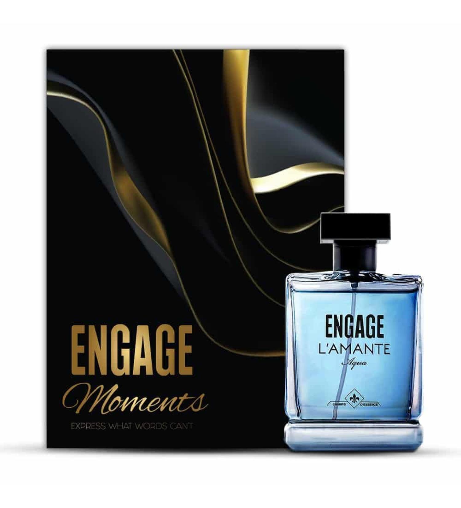 Engage Moments Luxury Perfume Gift Box for Men 100ml L'amante Aqua EDT Fragrance Scent Ideal Birthday Gift - Buy Online on GoSupps.com
