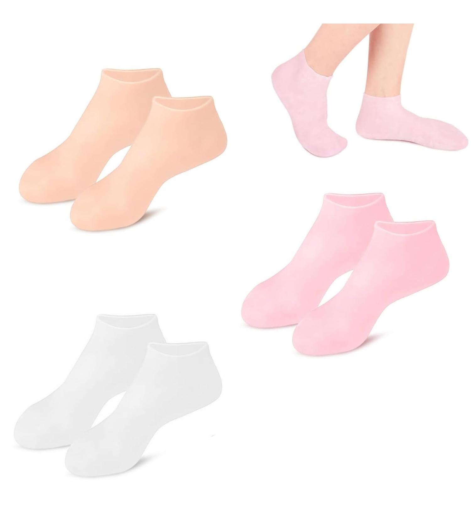 Exin Dehcen Silicone Moisturizing Socks for Women - 3 Pairs Anti-Slip Spa-Gel Foot Care for Dry Cracked Feet - Buy Online on GoSupps.com