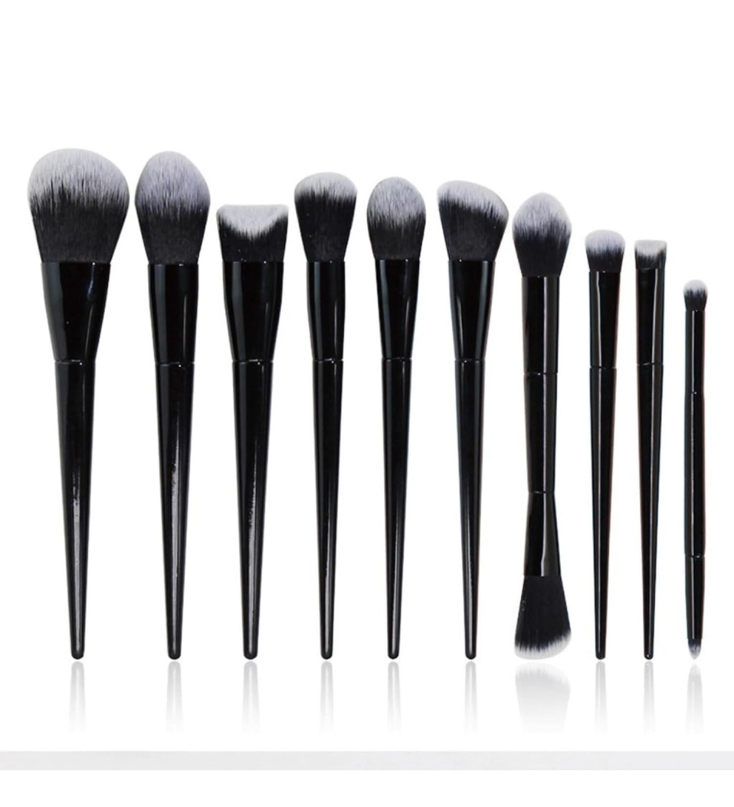 10-Piece Black Makeup Brush Set - Professional Eye Shadow Tools for Flawless Beauty - Ships Internationally - Buy Online on GoSupps.com