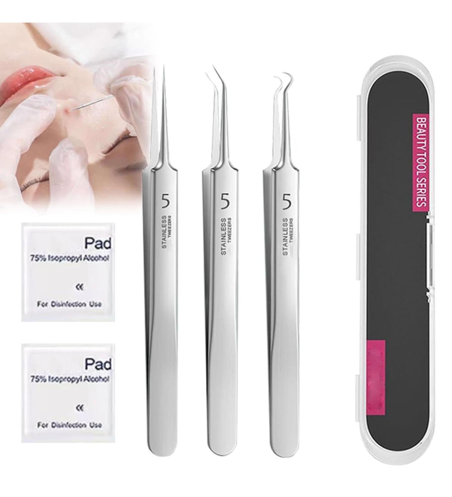 Usiveinborn Blackhead Remover Usiveinborn Tweezers Usiveinborn Blackhead Extractor Usiveinborn Professional Stainless Steel Facial Blackhead Remover Tweezers for Blemish Whitehead Popping (3pcs) - Buy Online on GoSupps.com