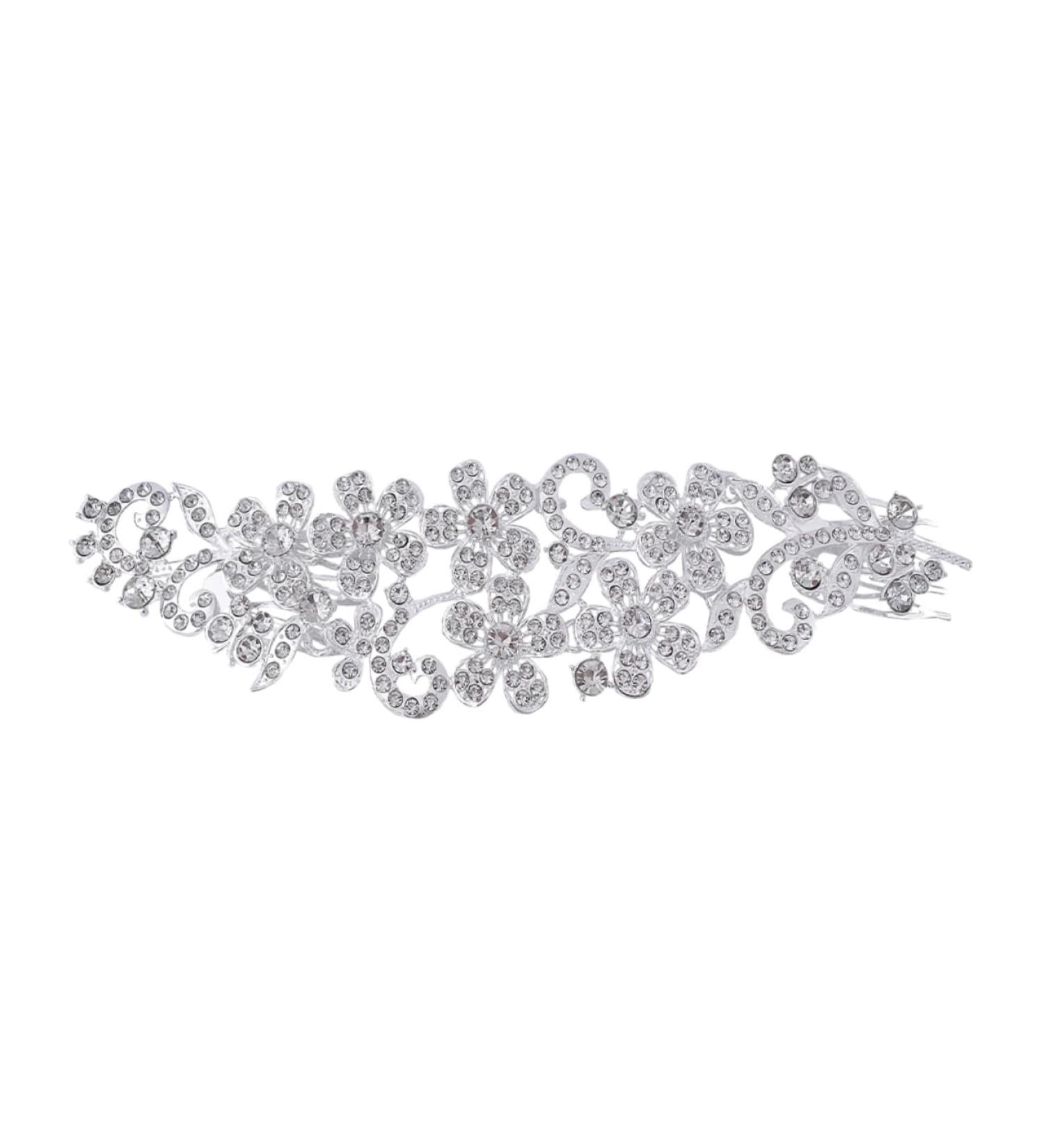 Beaupretty crystal hair comb Bride Rhinestone Hair Comb Flower Hair Bride Wedding Hair Comb Bride Headpieces bridal rhinestone hair accessories pearl brooch Wedding dress flowers Zinc alloy - Buy Online on GoSupps.com