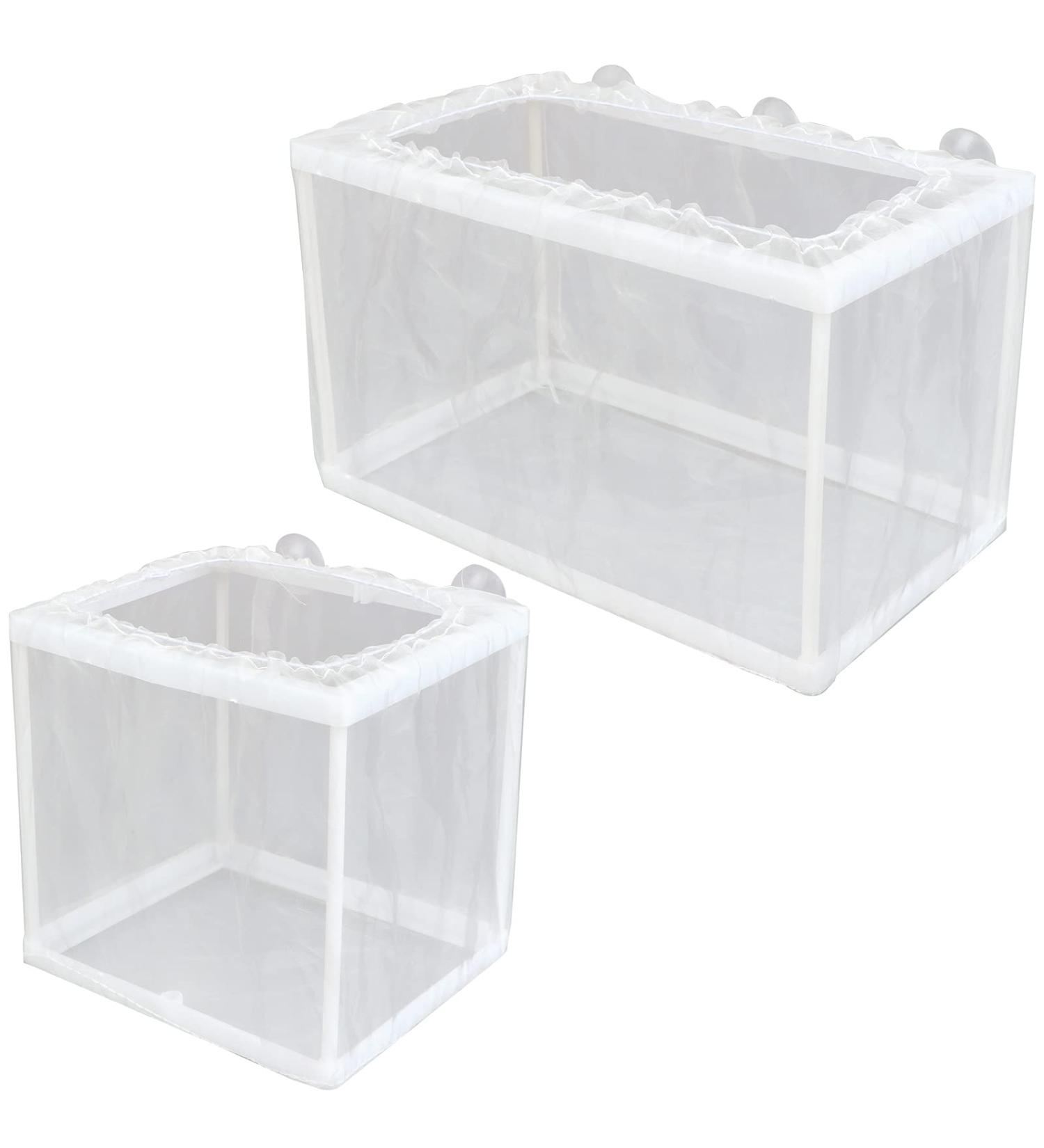 2 Pack Fish Breeding Box - Nylon Fry Hatchery Mesh with Suction Cups - Small & Big Sizes - Buy Online on GoSupps.com