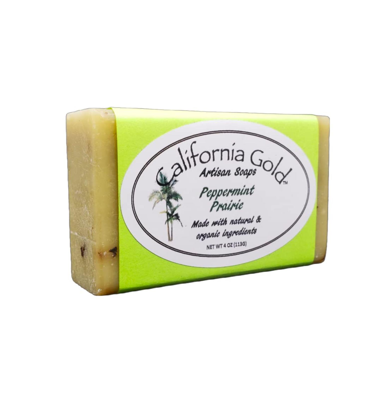 California Gold Artisan Peppermint Prairie Soap | Natural Organic Wheat & Barley Grass | 1-4 oz Bar - Buy Online on GoSupps.com