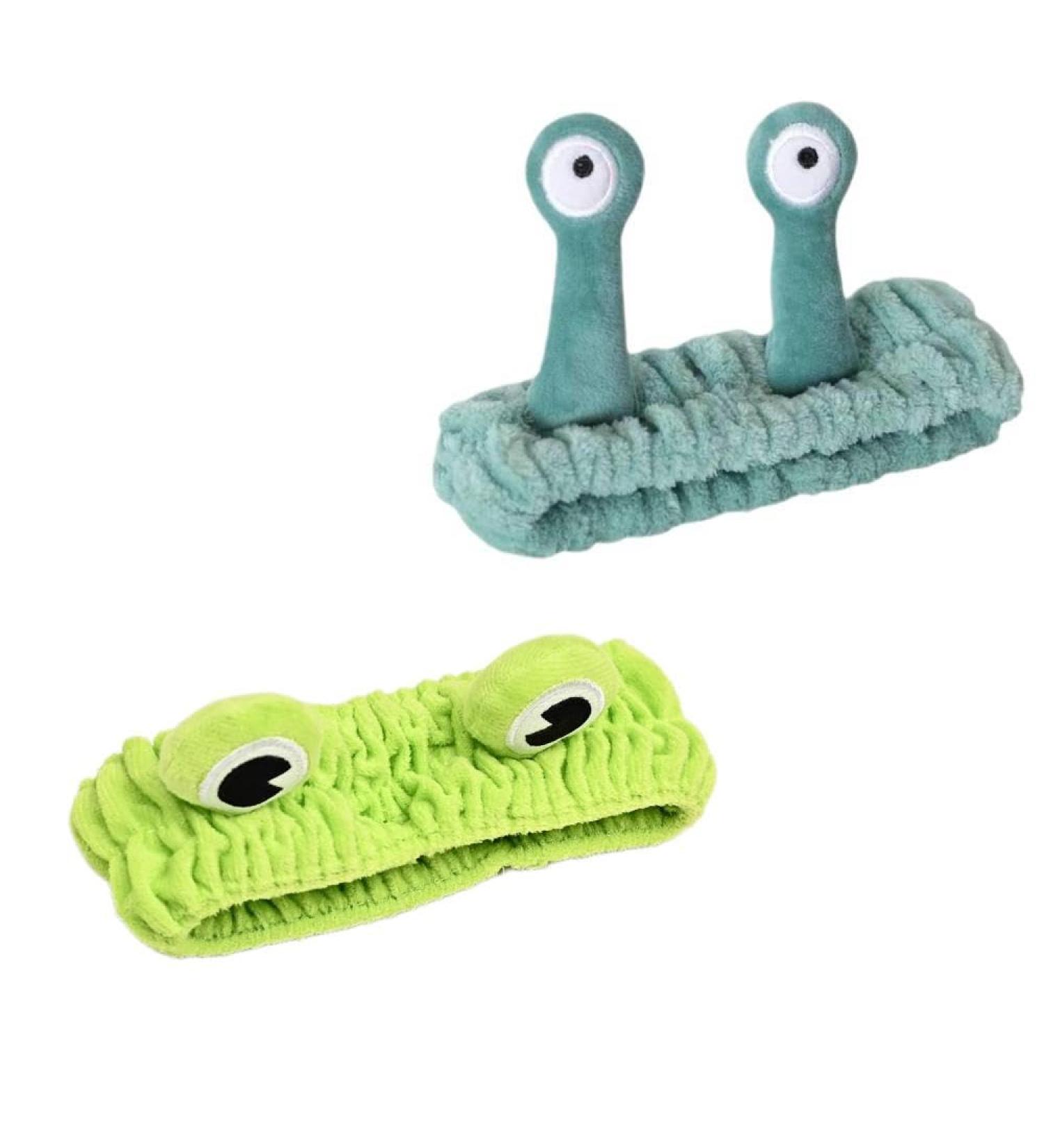 Cute Snail - Frog Makeup Headband Set for Skincare Products Face Wash Beauty Spa Women and Girls Green - Buy Online on GoSupps.com