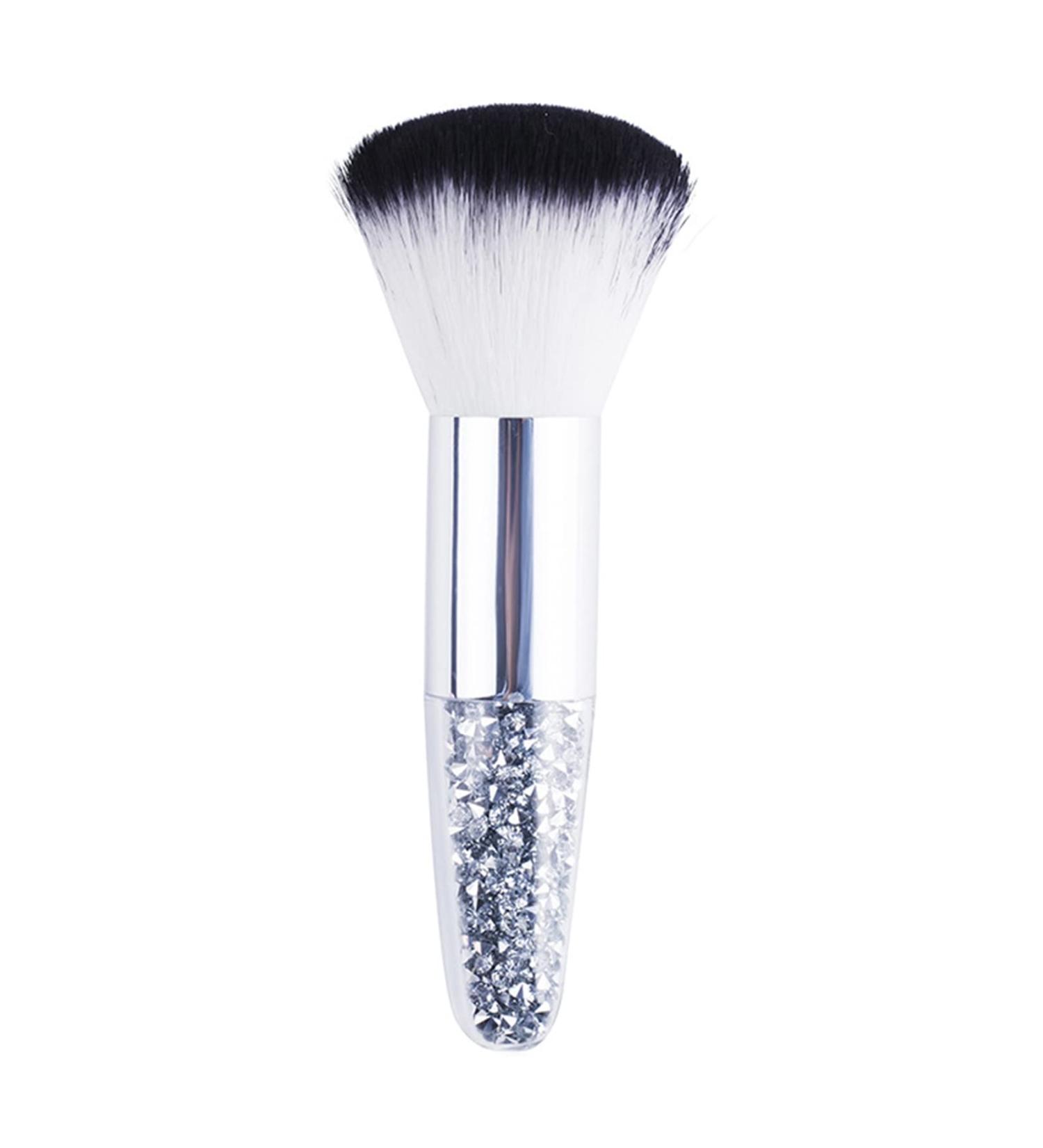 Worparsen Beauty Brush Transparent Handle Faux Crystal Particles Makeup Brush Delicate Long Lifespan White