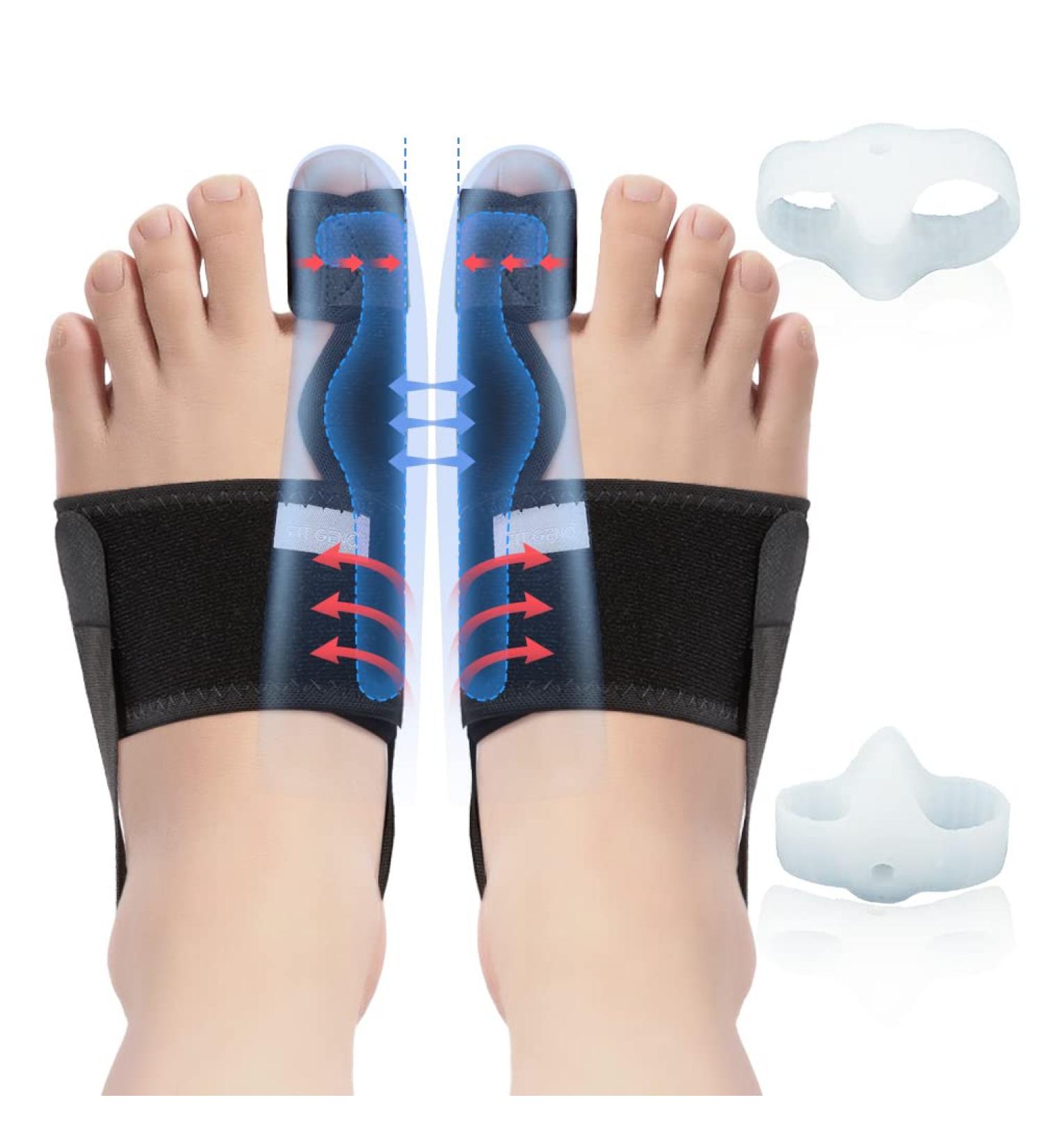 Fit Geno Upgraded Bunion Corrector for Women & Men - Non-Surgical Big Toe Separator for Hallux Valgus - Comfortable & Breathable Day/Night Support - Buy Online on GoSupps.com