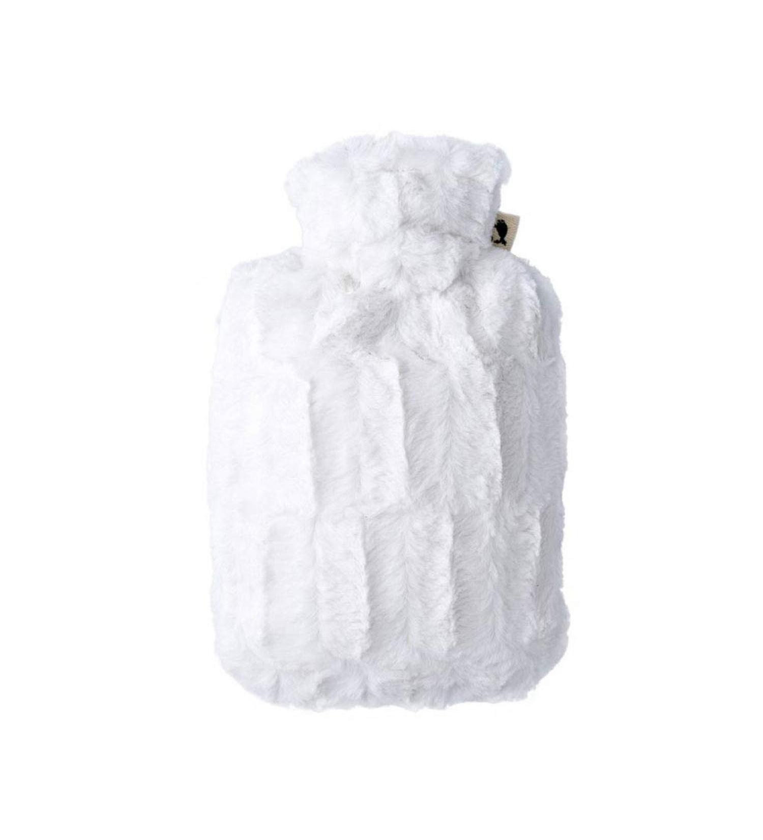 Hugo Frosch Hot Water Bottle Classic 1.8 Ltr. with microfibre cover in animal fur look white 330 g