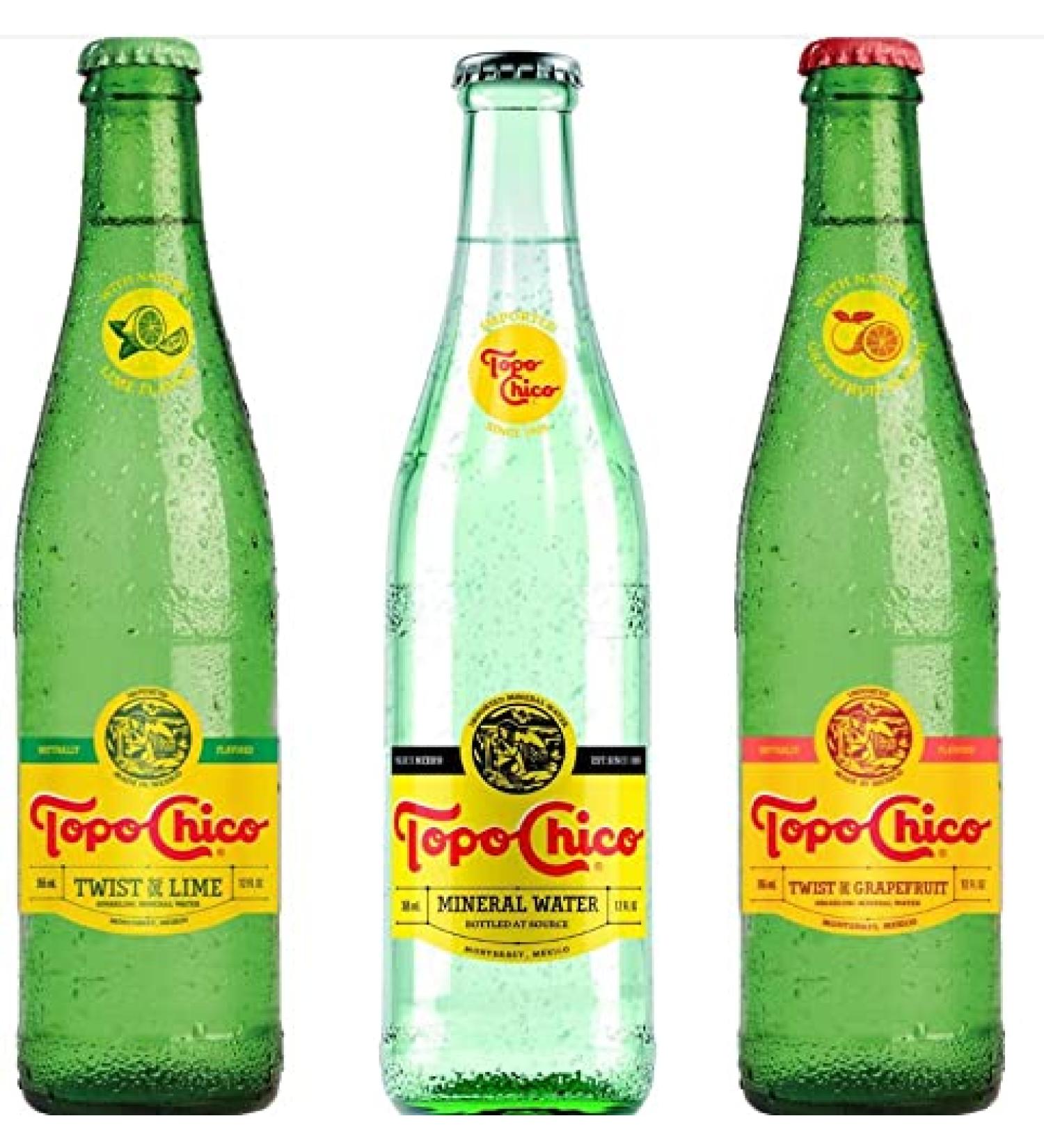 Topo Chico Mineral Water, Twist of Lime, Grapefruit Variety Pack, 12 Fl Oz Glass Bottle (Pack of 6, Total of 72 Fl Oz) mineral water/twist of lime/grapefruit