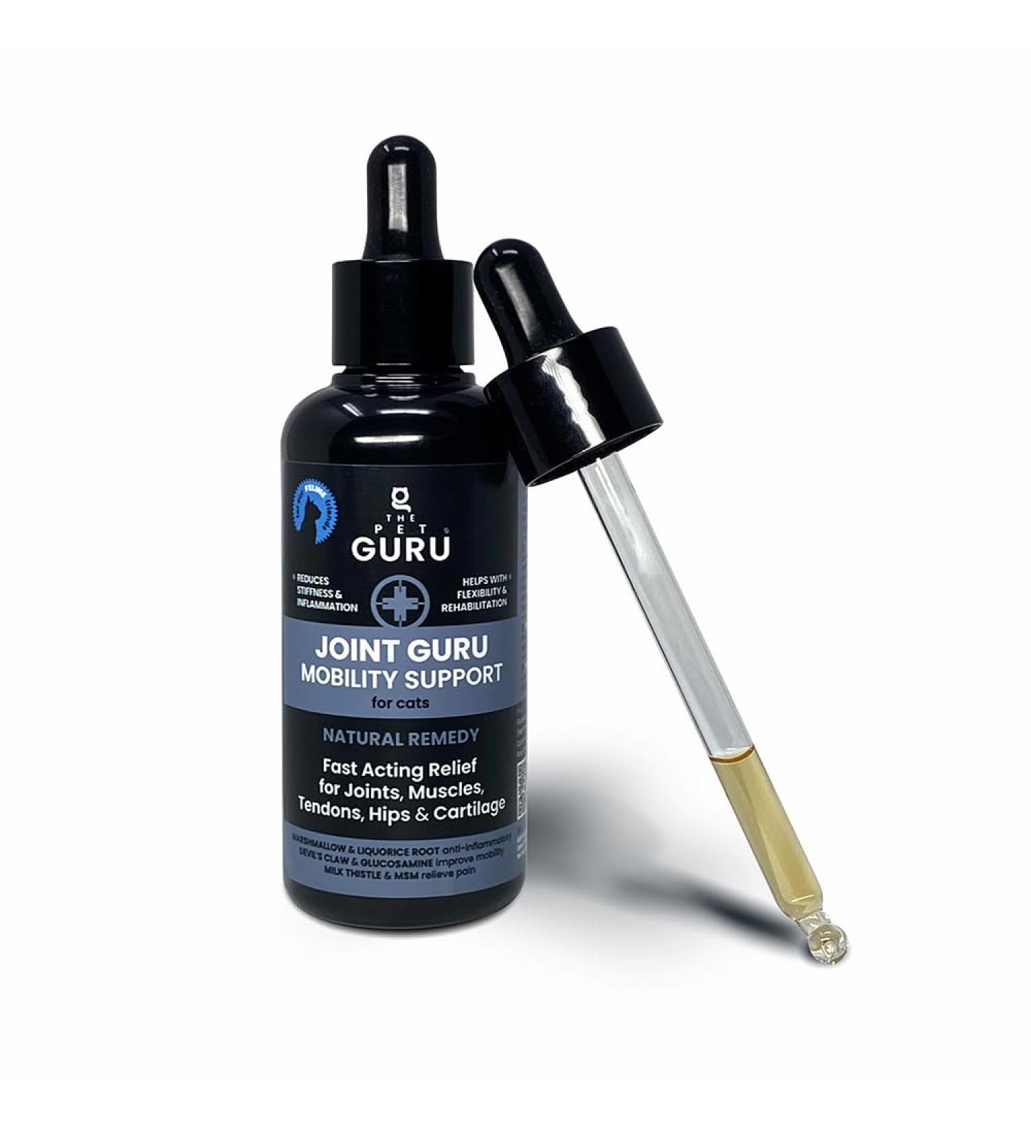 THE PET GURU Joint Guru Mobility Supplement for Cats 100 ml Naturally Supports Flexibility and Vitality Cat Health Joints Tendons Hips Anti-Inflammatory - Buy Online on GoSupps.com