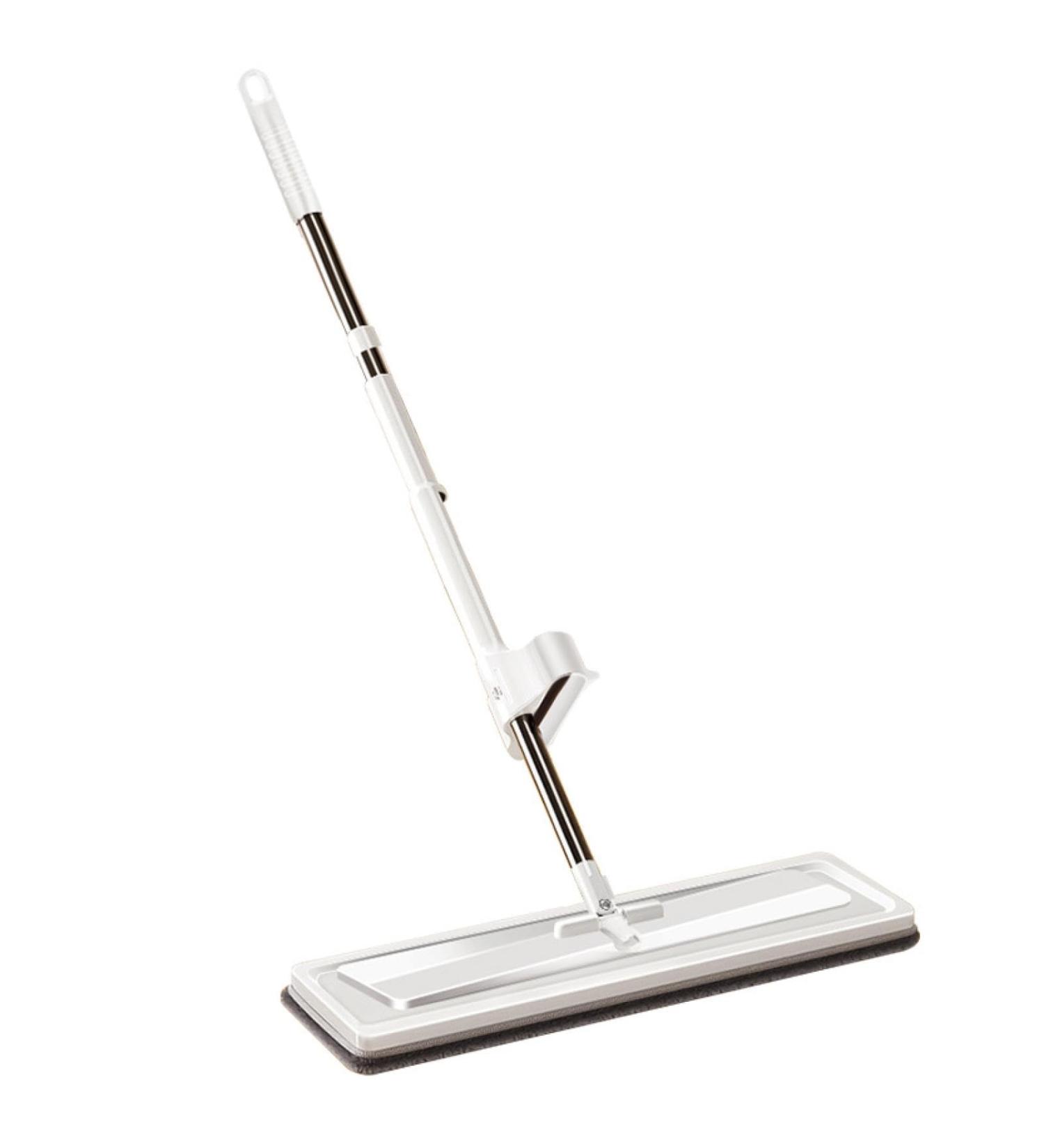 Effortless Cleaning Flat Mop: No Hand Washing Required White 50cm Panel with Double Rollers and 2 Cloths - Buy Online on GoSupps.com