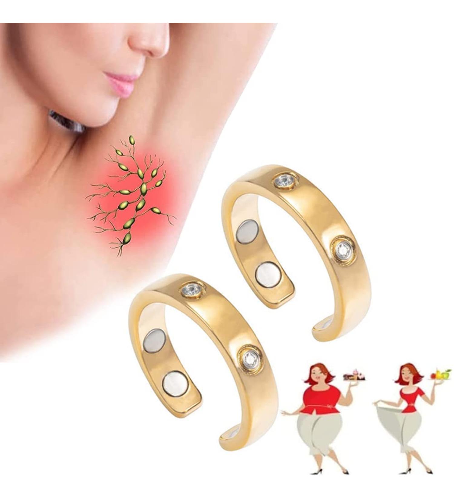 Yusat 2 Pack Lymphatic Drainage Magnetic Ring for Weight Loss - Adjustable Open Finger Ring for Men & Women | International Shipping - Buy Online on GoSupps.com