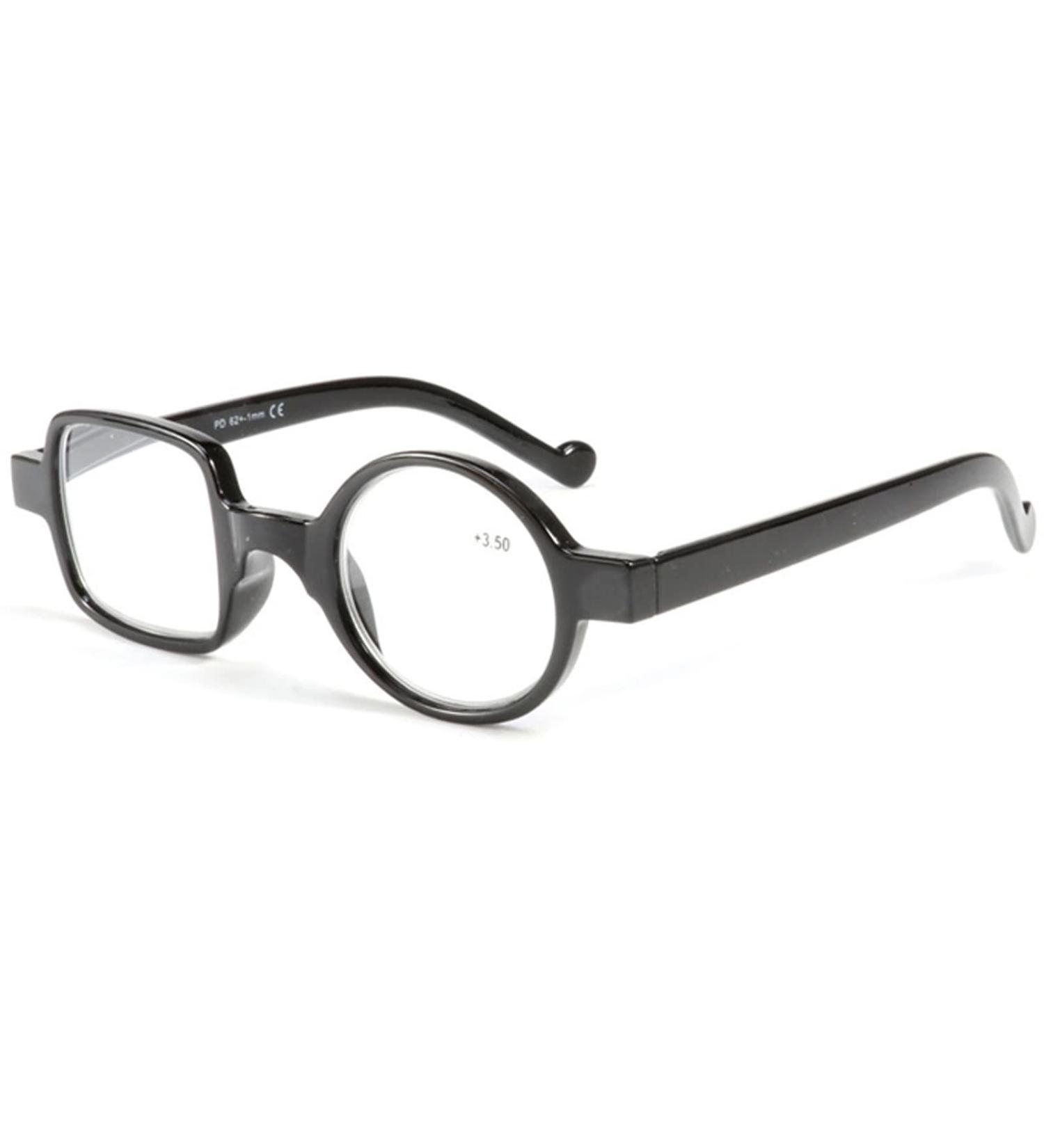 Kodilin Round Square Reading Glasses for Men & Women - Anti-Blue Light Spring Hinge Multiple Prescriptions (1.0 - 3.5) Perfect for Computers & Gaming - Black - Buy Online on GoSupps.com