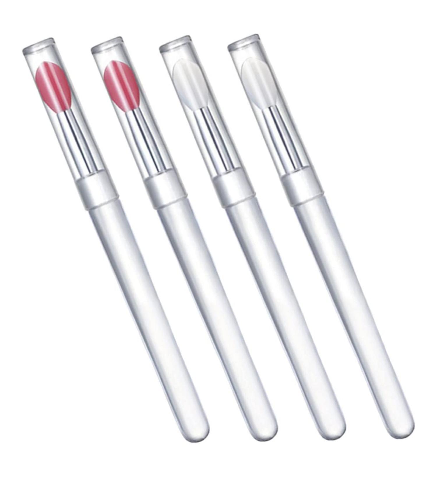4pcs Silicone Lip Brush Set - Portable Lip Mask & Eyeshadow Makeup Tools for Effortless Lipstick & Lip Gloss Application - Buy Online on GoSupps.com