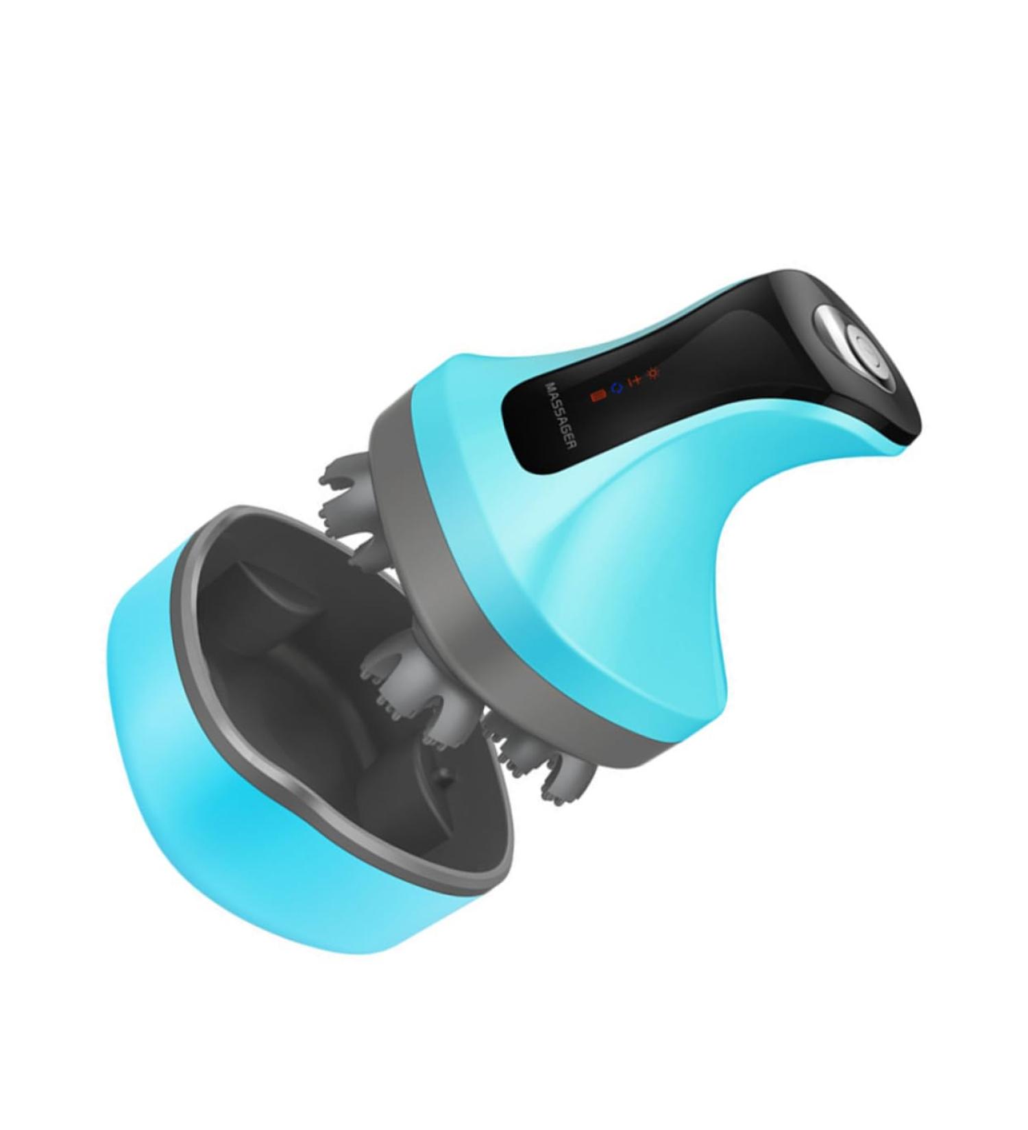 Rechargeable Waterproof Head Massage Brush - Muscle Massager & Hair Growth Device | Household Use | 12.8x10.3x9.5cm - Blue - Buy Online on GoSupps.com