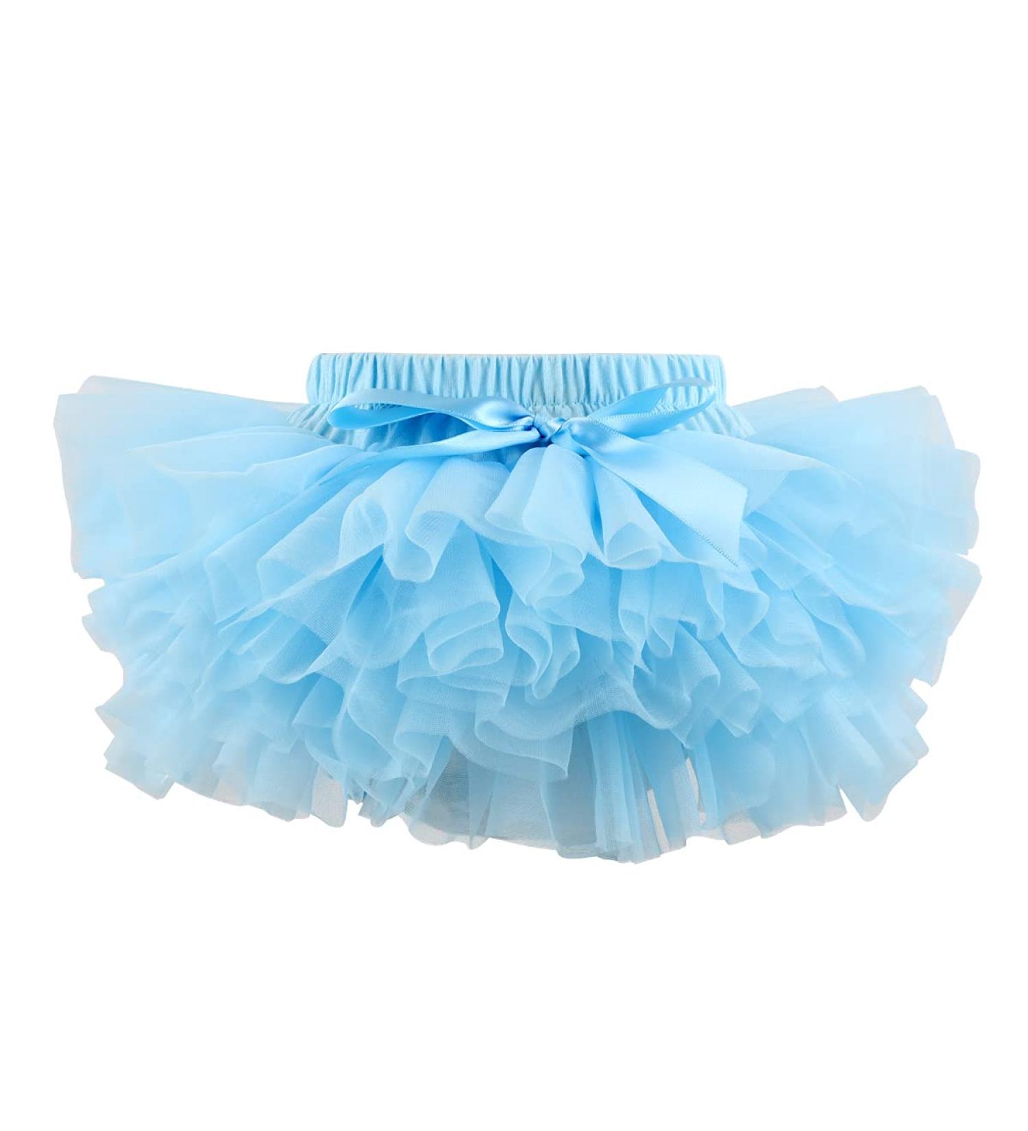 Hoolchean Baby Girls Fluffy Tutu Skirt with Diaper Cover Bloomer - Blue (0-6 Months) - Buy Online on GoSupps.com
