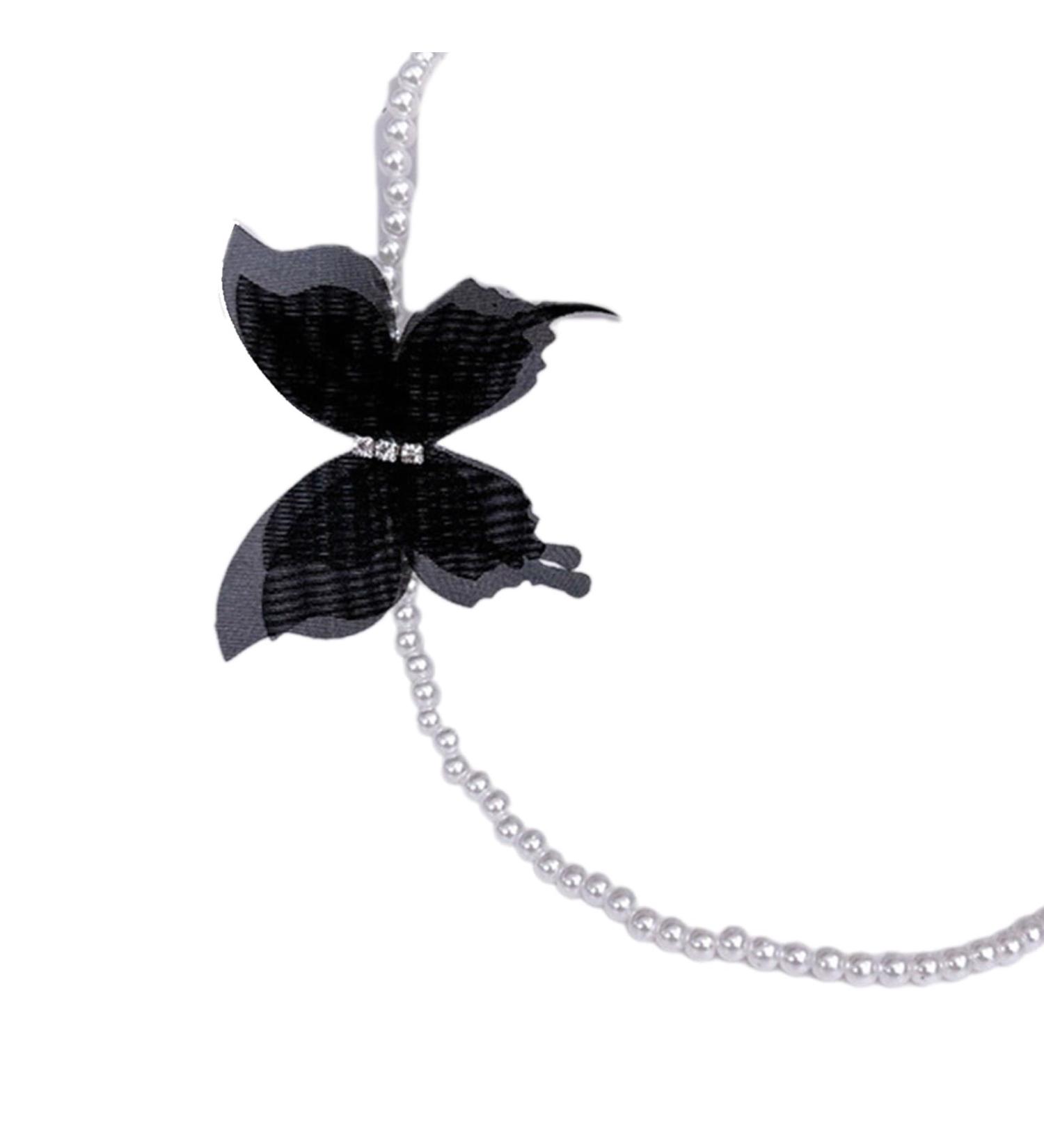 Shop Oralgo's Stylish Black Butterfly Necklace | Fashion Jewelry with Imitation Pearls & Rhinestones | Perfect for Any Occasion - Buy Online on GoSupps.com