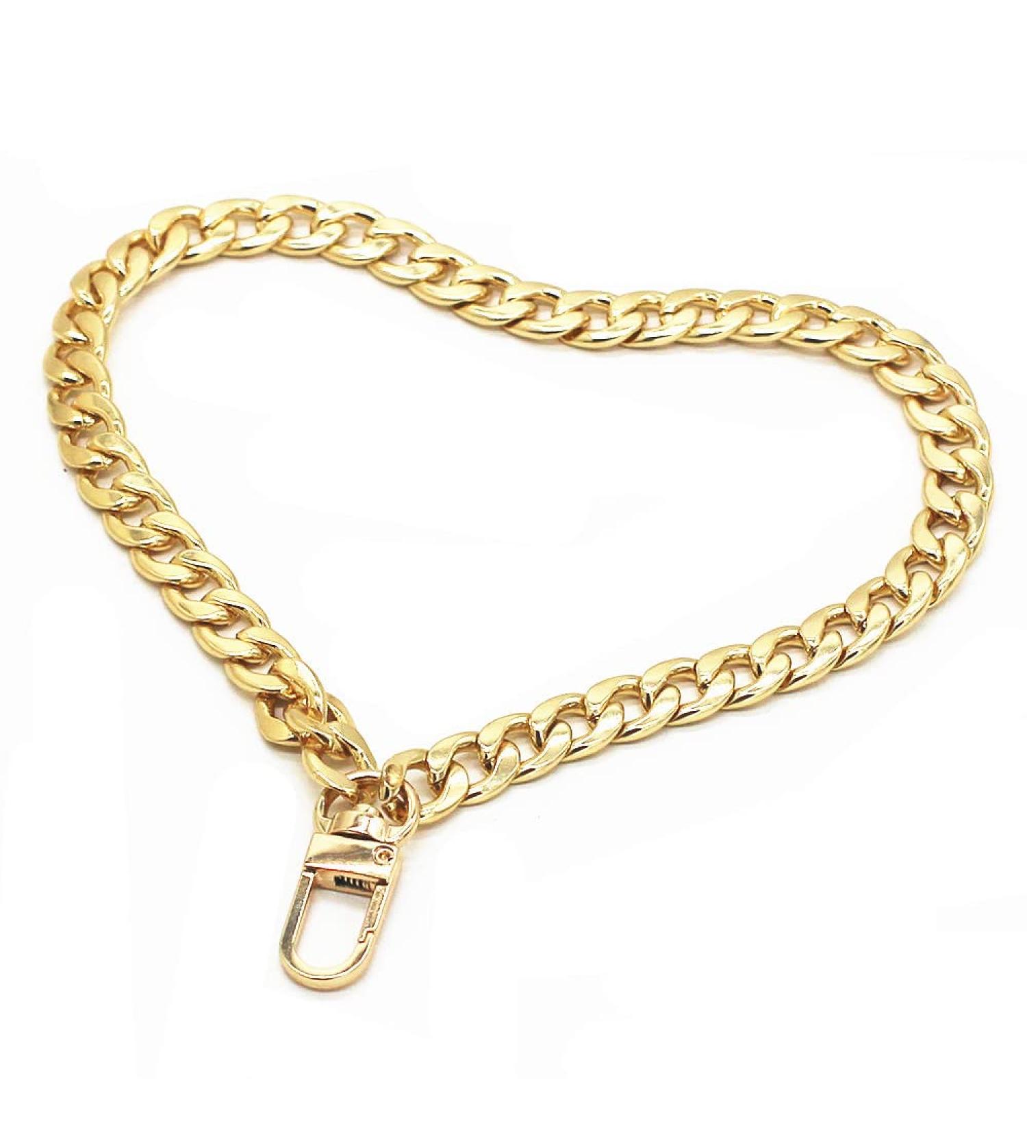 WEICHUAN 8" DIY Iron Flat Chain - Wrist Strap Wrist Chain Purse Straps Handbag Chains Accessories (Gold)