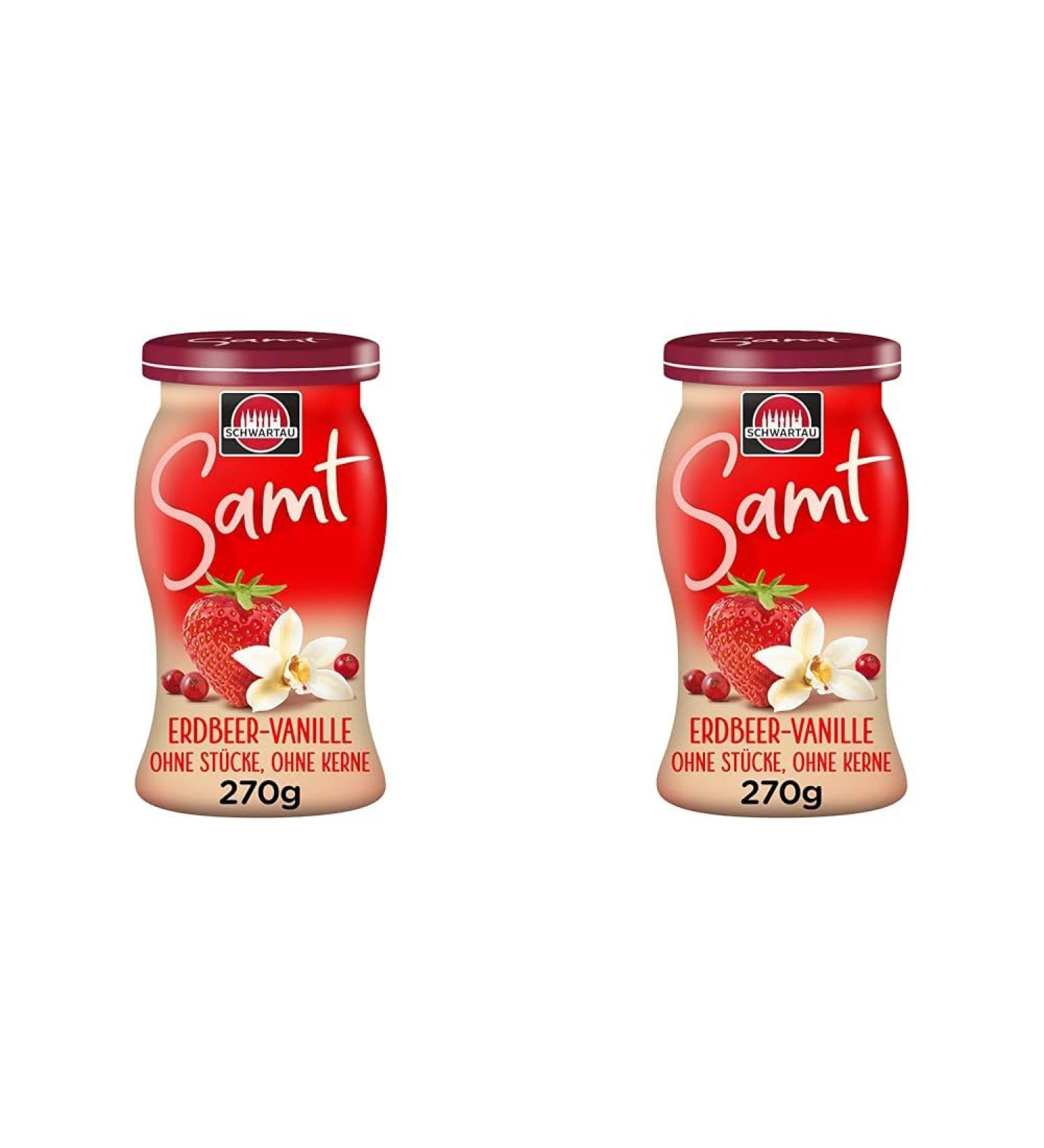 Schwartau Samt Strawberry-Vanilla Fruit Spread (Pack of 2) - Seedless & Smooth - 270g | International Shipping Available - Buy Online on GoSupps.com