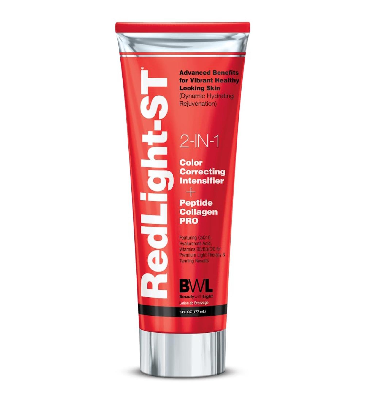 BWL Red Light-ST 2-in-1 Color Correcting Intensifier + Peptide Collagen Pro - All in One - for Premium Light Therapy & Tanning 6oz