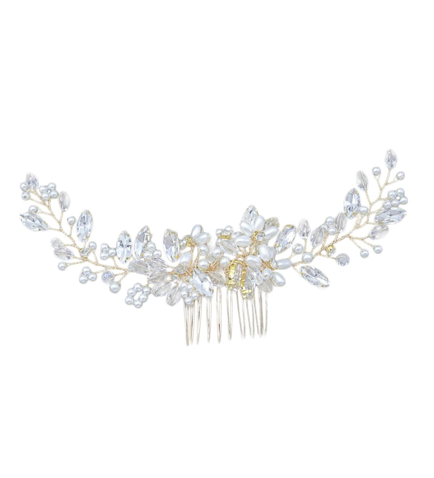Ipetboom Wedding Hair Comb Rhinestone Comb hair comb wedding Wedding dress pearl comb rhinestones rhinestone accessories bride headgear rhinestone hair comb Comb for Bridal dress Hair up - Buy Online on GoSupps.com