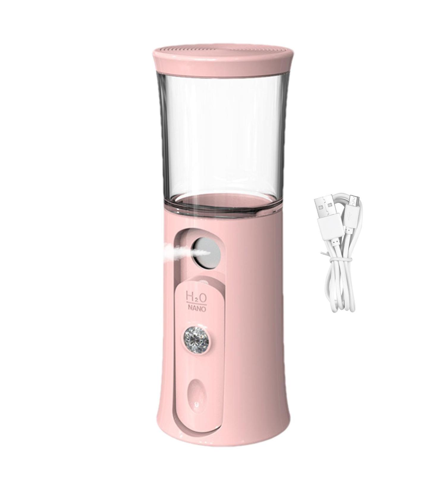 Cordless Travel Steamer Cordless Portable Facial Mister - 30ml Visual Water Tank Cordless Mist Sprayer Handy Nano Mist Sprayer with Colorful Light for Face Hydrating Pink - Buy Online on GoSupps.com