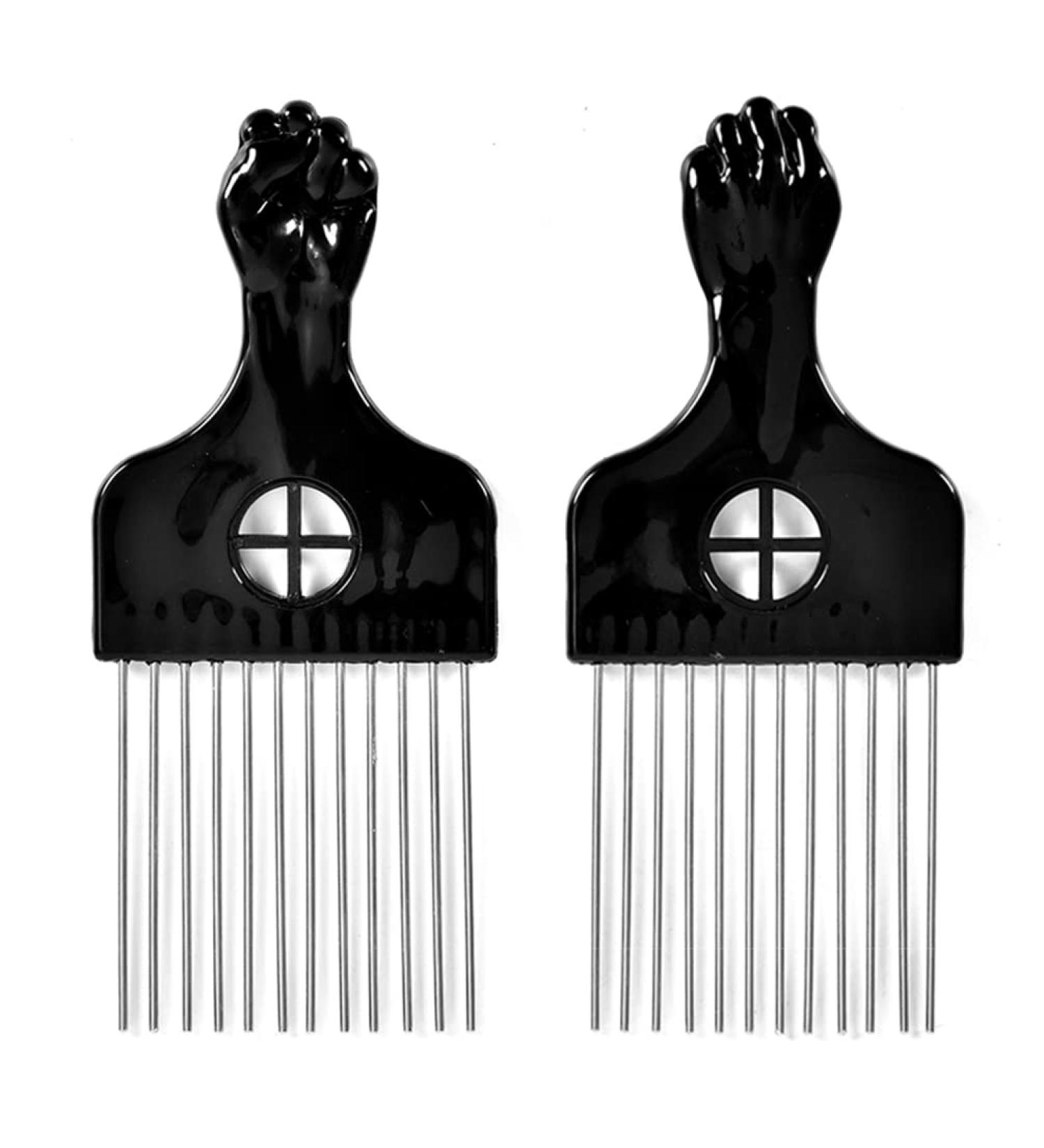 2 Pack Metal Hair Pick and Comb for Afro & Curly Hair Styling - Black - Buy Online on GoSupps.com