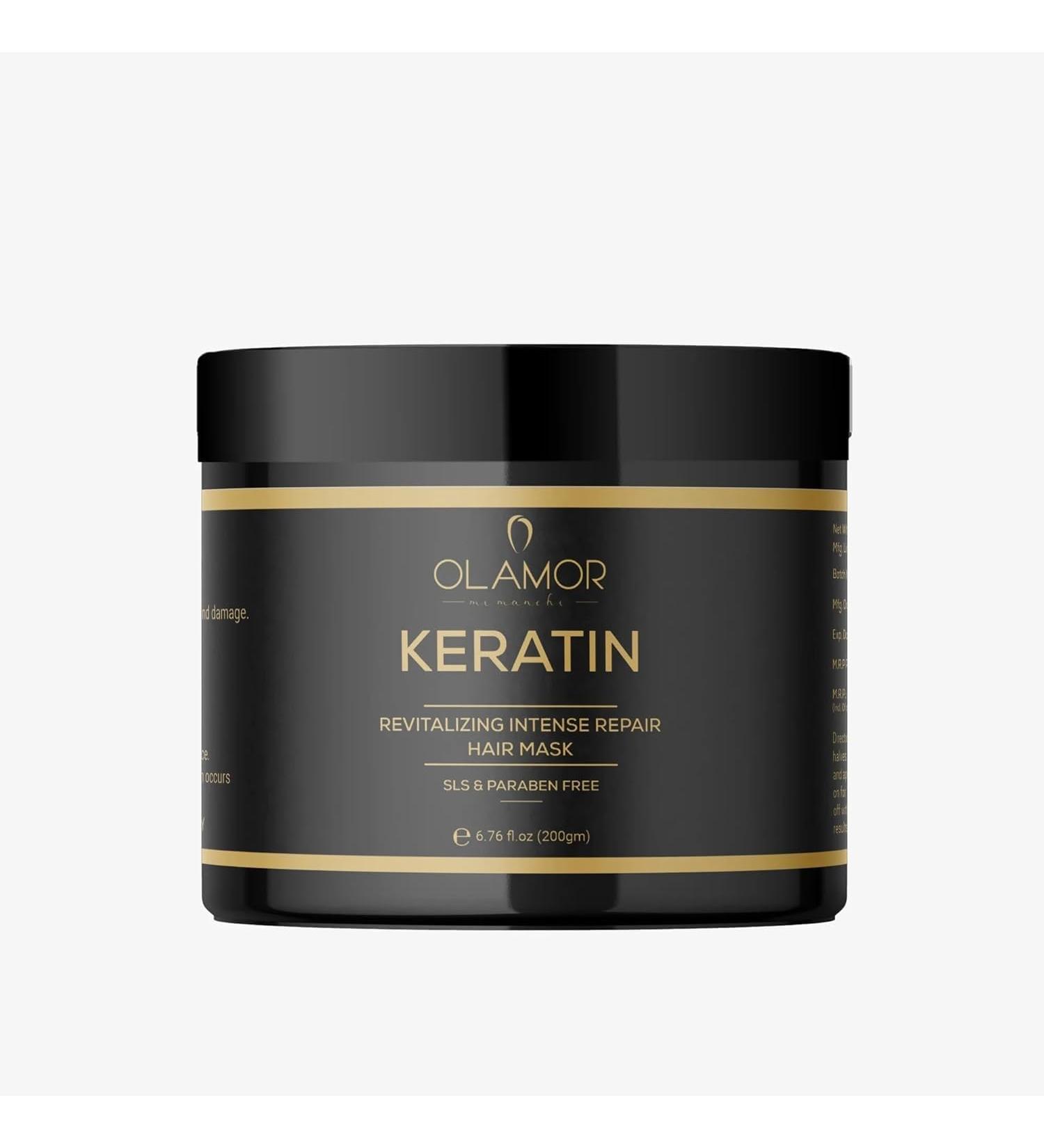 Premium Keratin Revitalizing Intense Repair Mask Dry Damaged Hair Provides Deep Conditioning & Strength Softens Shine All Hair Types Sulfate Paraben Free- 200 gm