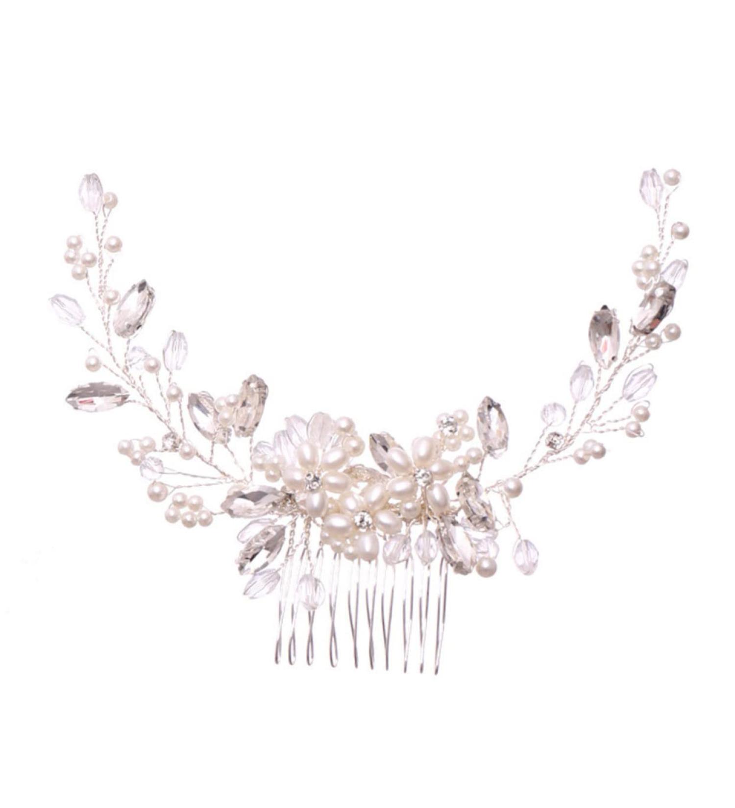 MAGICLULU Pearl Comb Hair Side Comb Bride Hairpin Comb Pearl Hair Pin Wedding Hair Accessories Wedding Hairpin Bridal Headdress Bride Headdress Comb Rhinestone Hairpins - Buy Online on GoSupps.com