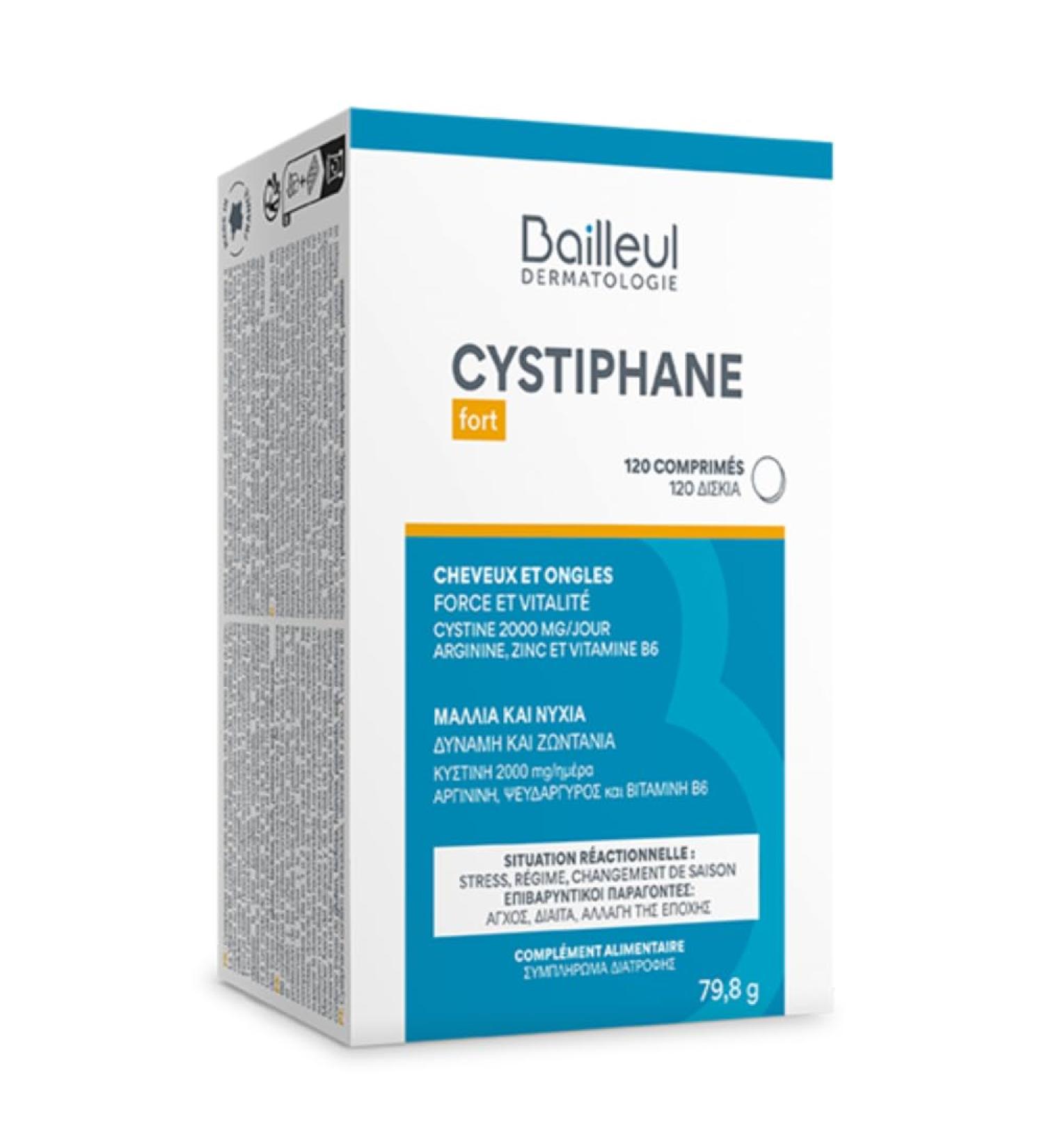 Bailleul | Cystiphane Fort | Hair & Nails Supplement | Strength & Vitality | Hair Resistance | Reaction Hair Loss (Stress Diet ) | Cystine Vitamin B6|120 Tablets - Buy Online on GoSupps.com
