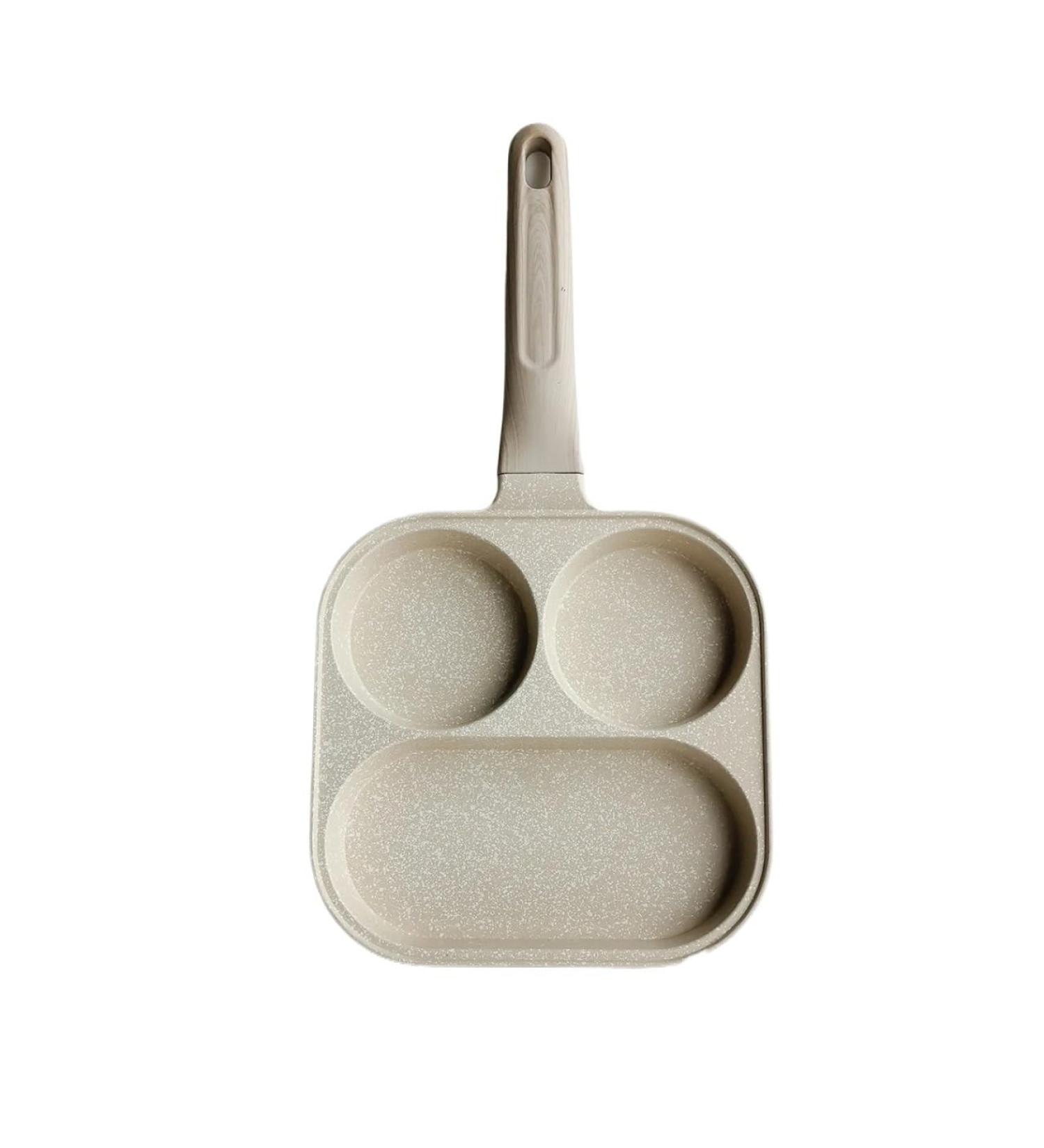 BARASH Frying Pan Three Hole Circular Non Stick Pot Kitchen Utensils Non Stick Pan White