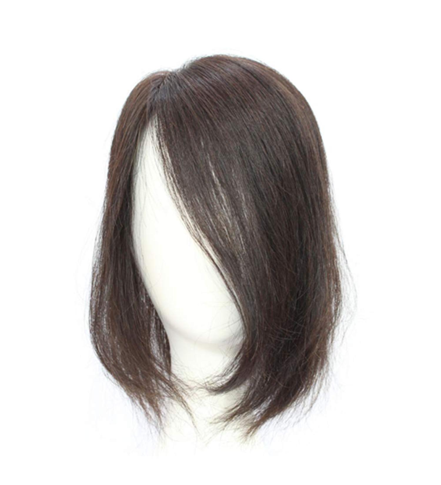 14 Human Hair Crown Topper Wig for Women - Right Part Light Brown Ideal for Thinning Hair | International Shipping Available - Buy Online on GoSupps.com