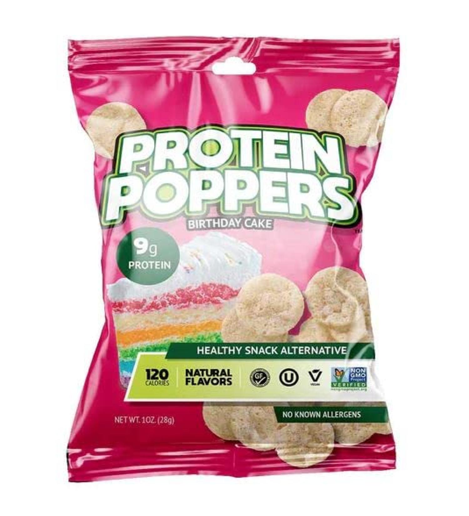 Protein Poppers Birthday Cake Snack | 9g Protein | 1oz, 10 Count Pack of 1 | Healthy Snack Alternative - Buy Online on GoSupps.com