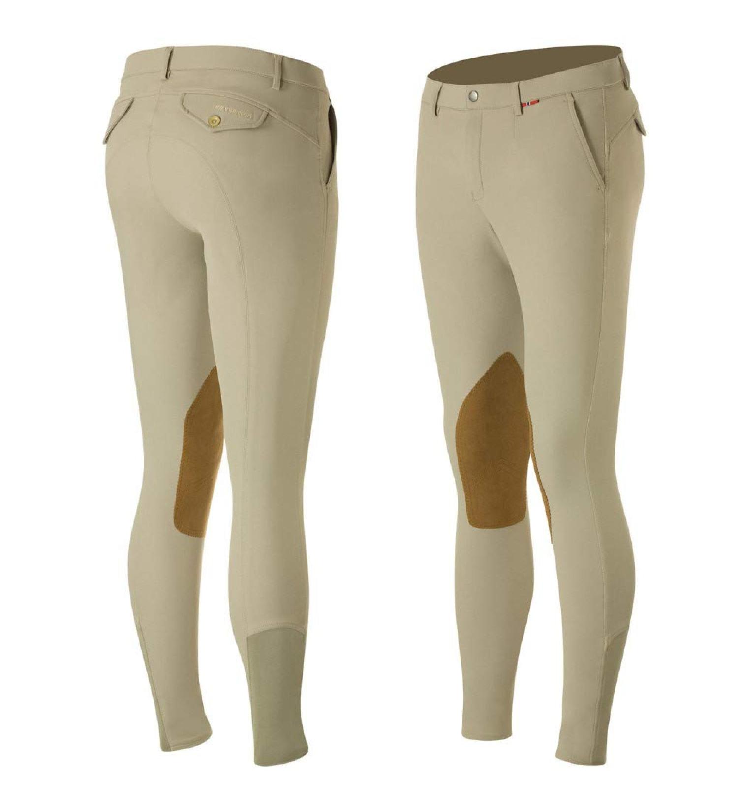 B Vertigo Sander Men's Leather Knee Patch Breeches - Safari Brown, Size 28 - Buy Online on GoSupps.com