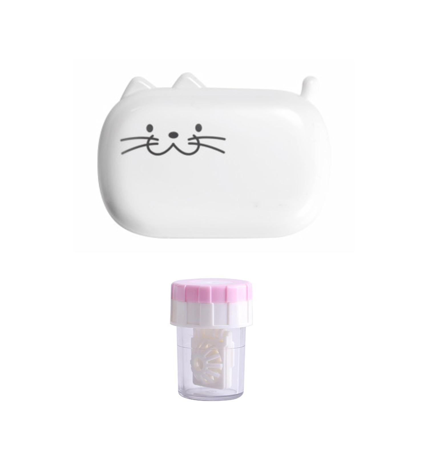 Cute Cat Contact Lens Case Box with Mirror | Portable Travel Kit with Tweezers | Ideal for Home & Office - International Shipping Available - Buy Online on GoSupps.com