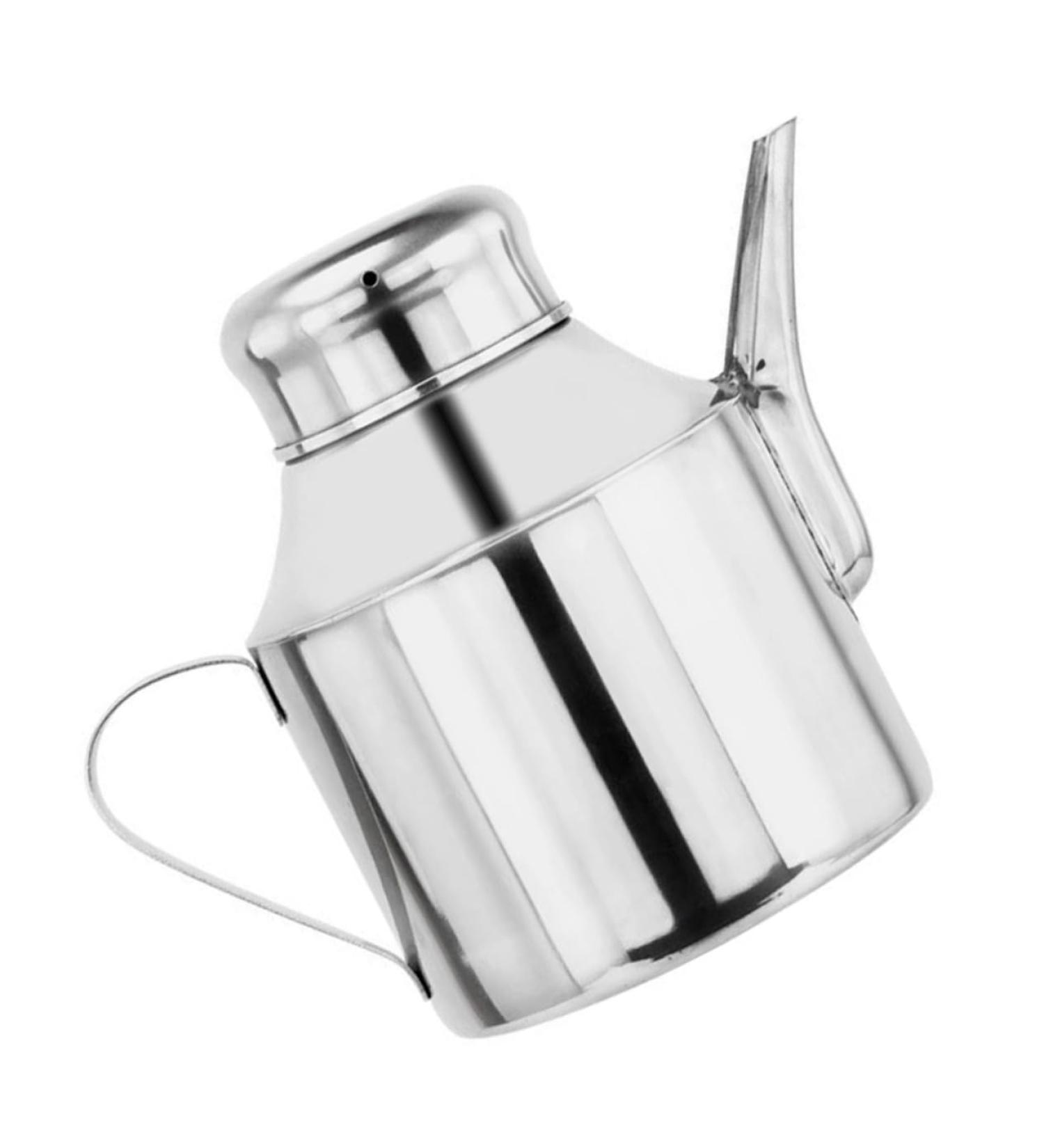 Zerodeko Sauce Pot Oil Bottles for Cooking Stainless Steel Oil Stainless Steel Pitcher with Lid Practical Seasoning Bottle Salad Oil Dispenser Kitchen Supplies Metal Household 14.5X12X8.5CM Silver - Buy Online on GoSupps.com