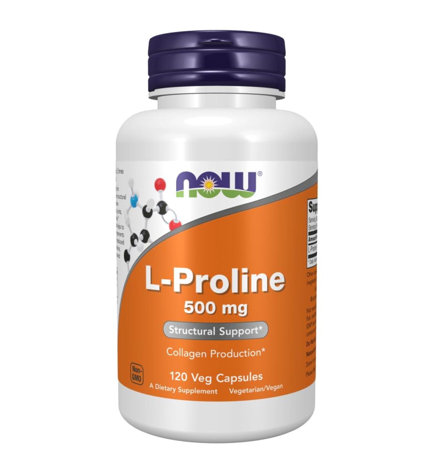 NOW Supplements L-Proline 500mg Capsules 120 Count - Buy Online on GoSupps.com