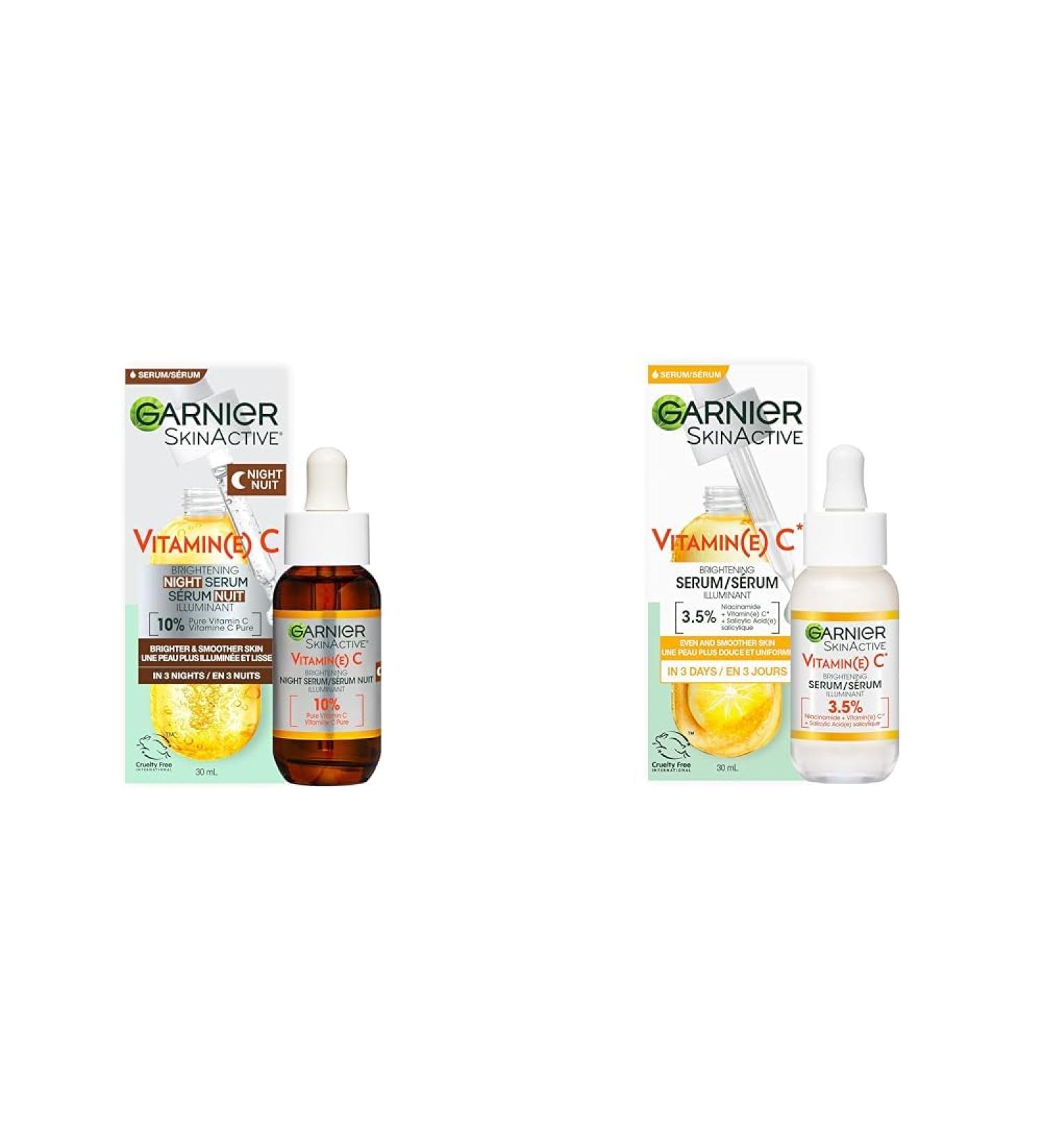 Garnier Daily Skincare Routine Day & Night Vitamin C Serums Duo Gift Set For Face & Neck Brightening Anti Dark Spot Anti-Dullness For All Skin Types Cruelty Free Vegan Bundle 2 x 30ml - Buy Online on GoSupps.com