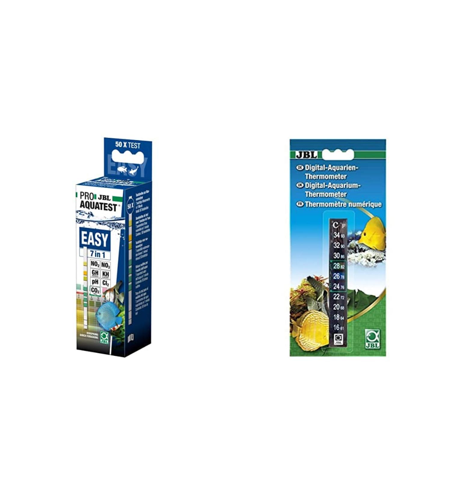 JBL Aquarium Water Test Strips & Digital Thermometer Bundle - 50 7-in-1 Proaquatest Easy | Best Aquarium Testing for Healthy Fish - Buy Online on GoSupps.com