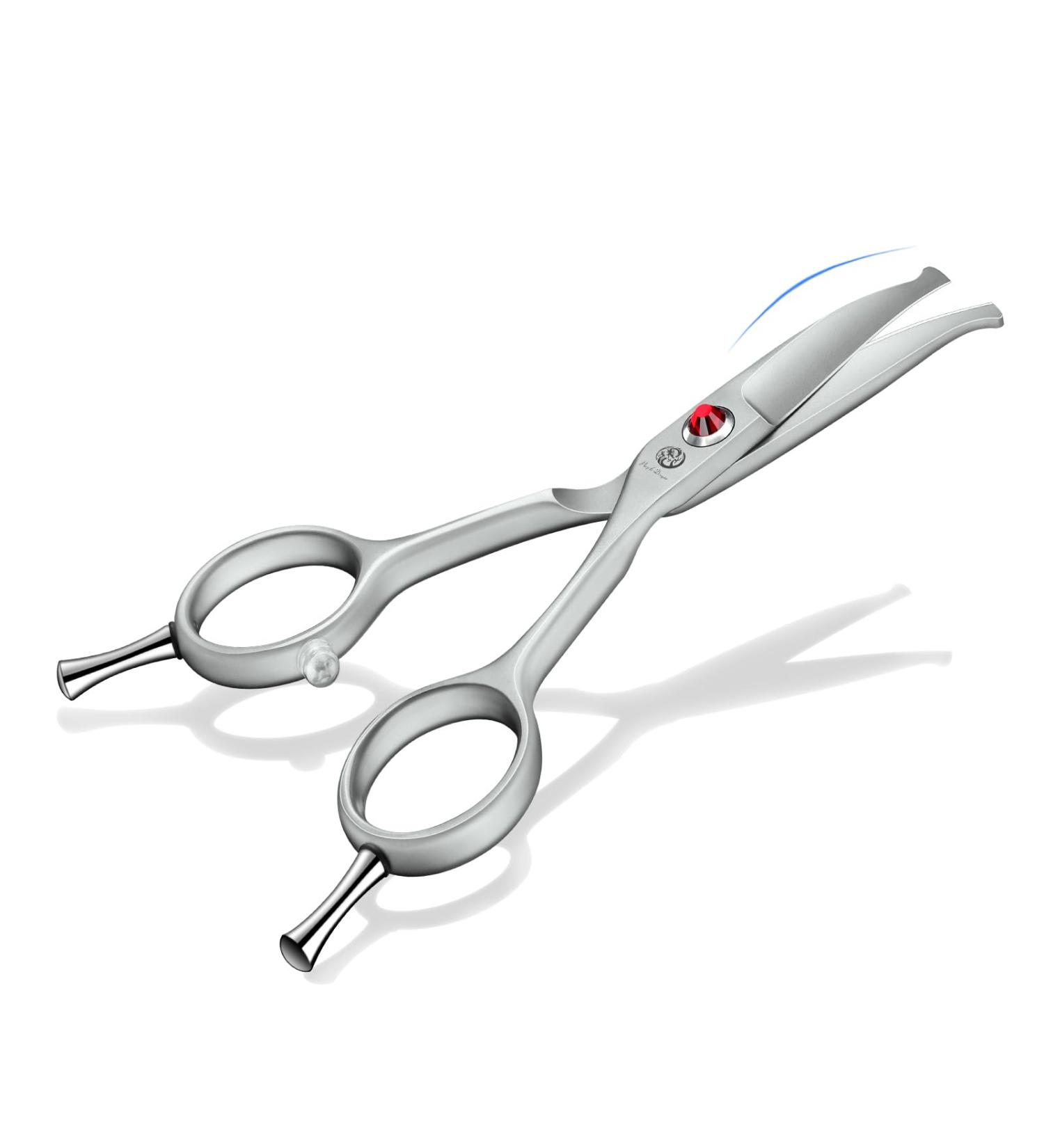 Purple Dragon Curved Dog Scissors - Small Pet Grooming Shears with Safety Round Head & Professional Gray Coating - Buy Online on GoSupps.com