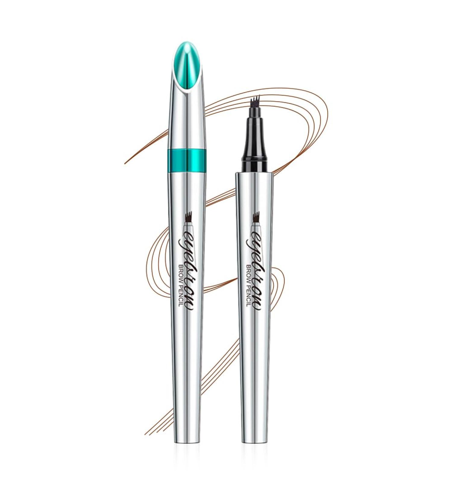 Waterproof 3D eyebrow pencil with 4 fork tips microblading eyebrow pencil hair drawing 4 point brow pencil long-lasting natural eyebrow make-up (3*light brown) 4*light brown