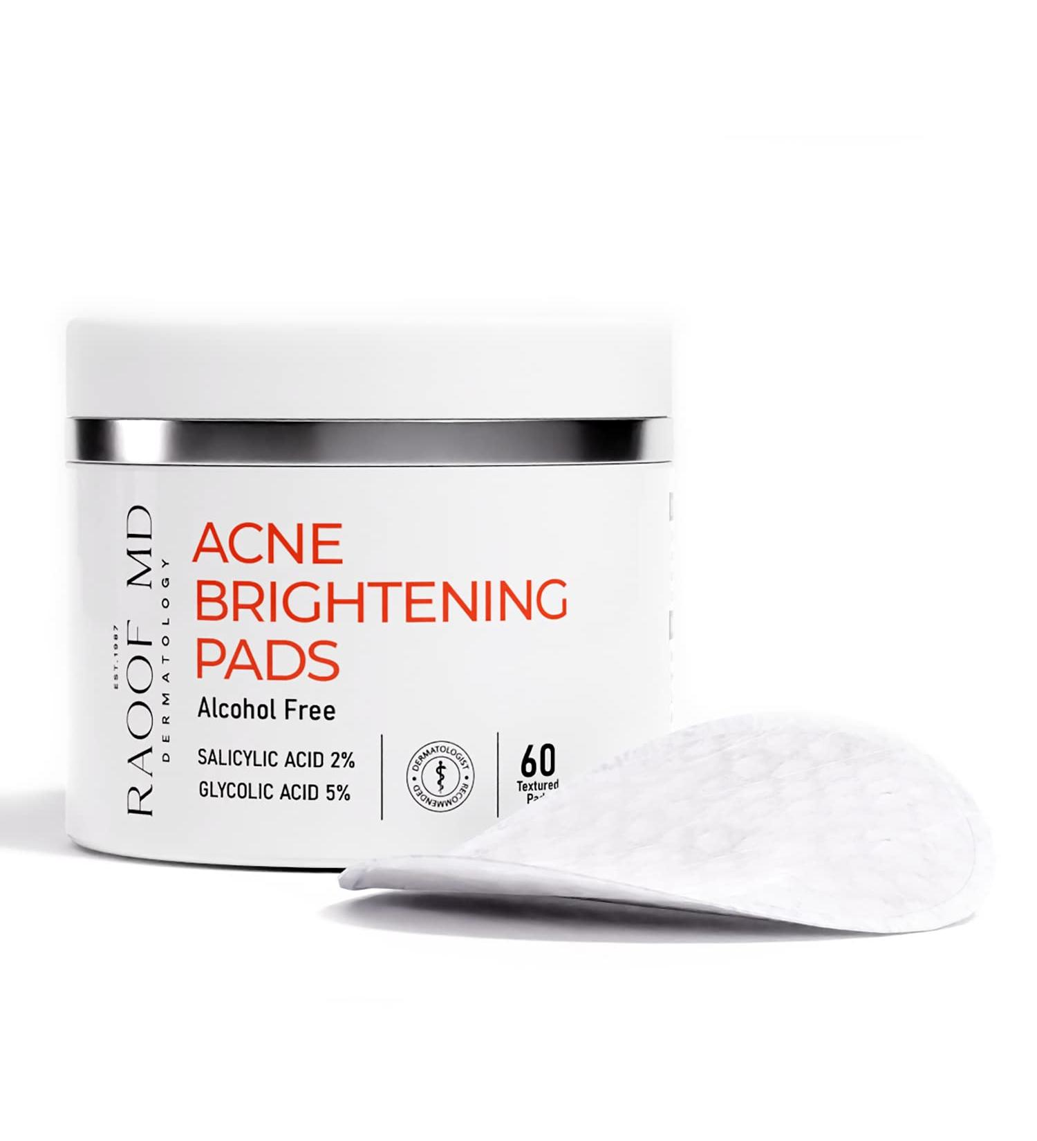 RAOOF MD Acne Brightening Pads - 5% Glycolic Acid & 2% Salicylic Acid Pads for Face & Body - 60 Count - Buy Online on GoSupps.com