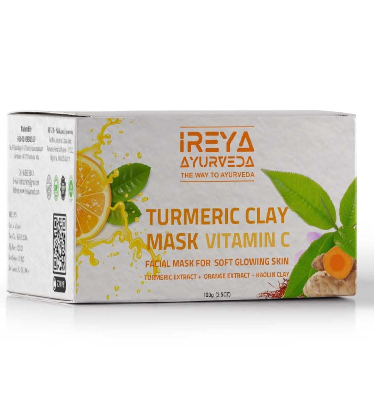 Turmeric Clay Face Mask Vitamin C with Orange & saffron Extract Fullers Earth Kaolin Clay Acne Face Mask Dark Spots Remover with Turmeric Extract - Buy Online on GoSupps.com