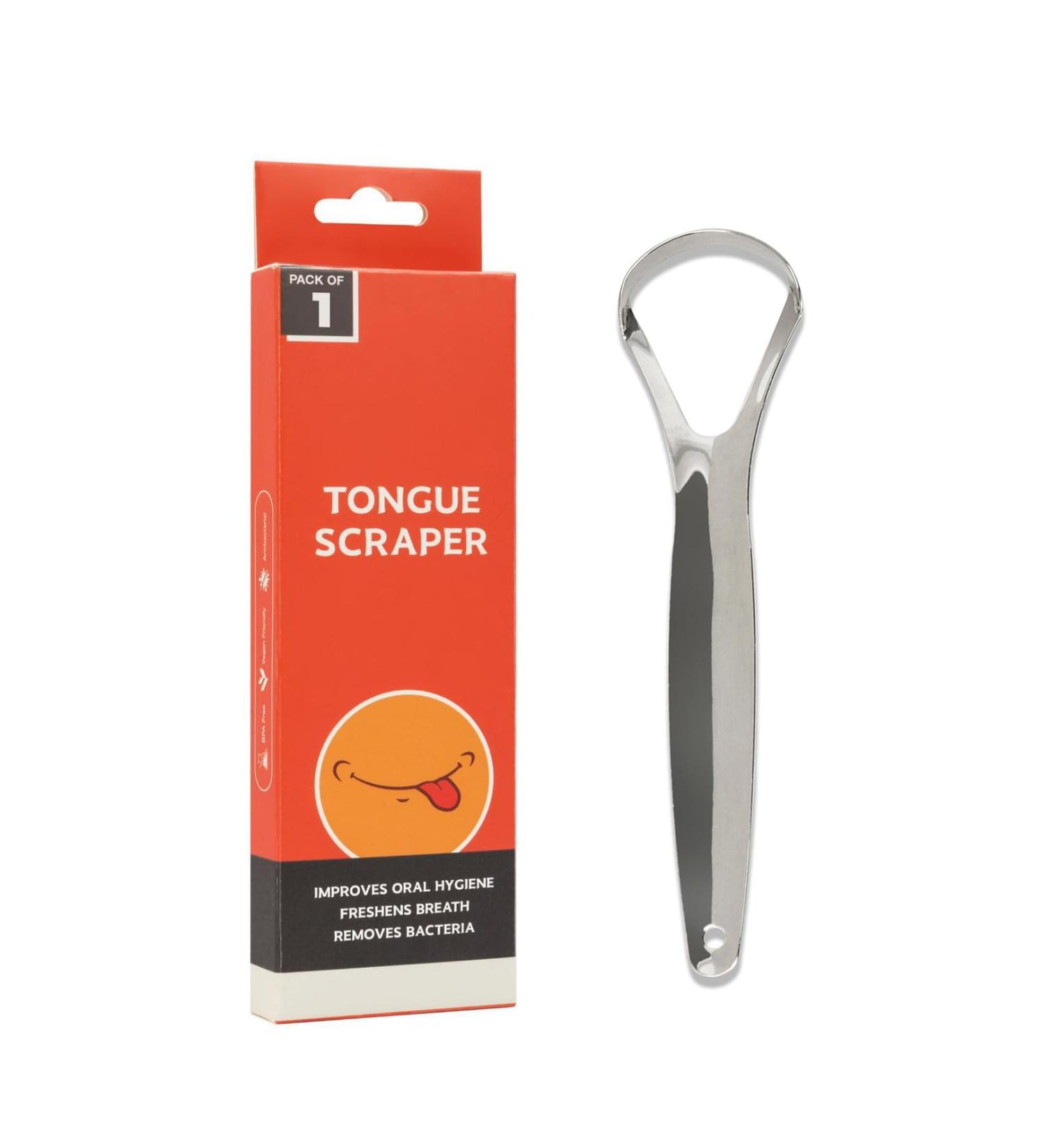 Bad Breath Scraper Stainless Steel Scraper Metal Scraper Tongue Scraper Fresh Breath Suitable for Adults and Kids White